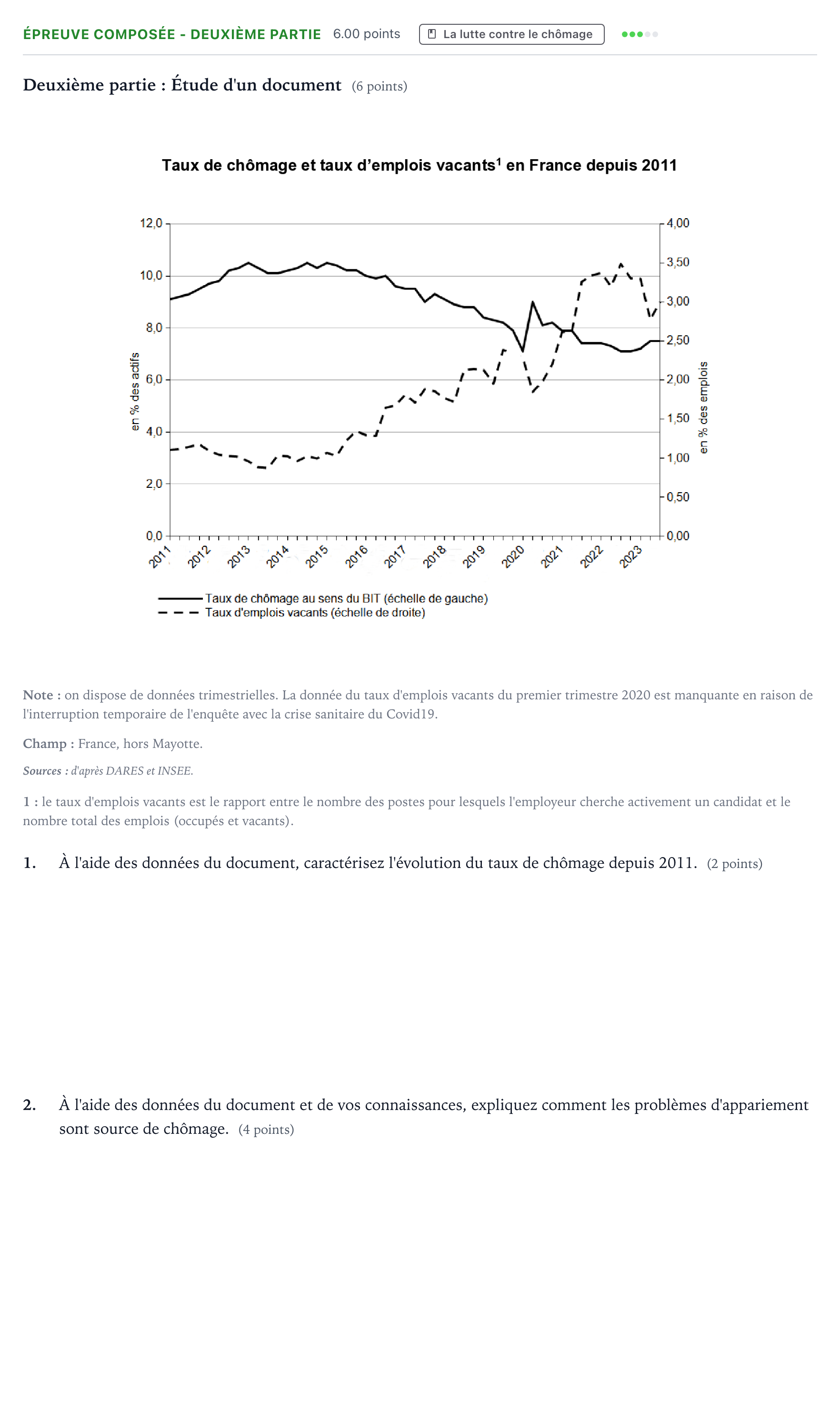 Énoncé: Épreuve composée - Deuxième partie · Bac Sciences Économiques et Sociales Amérique du Nord 2025 (jour 2)
