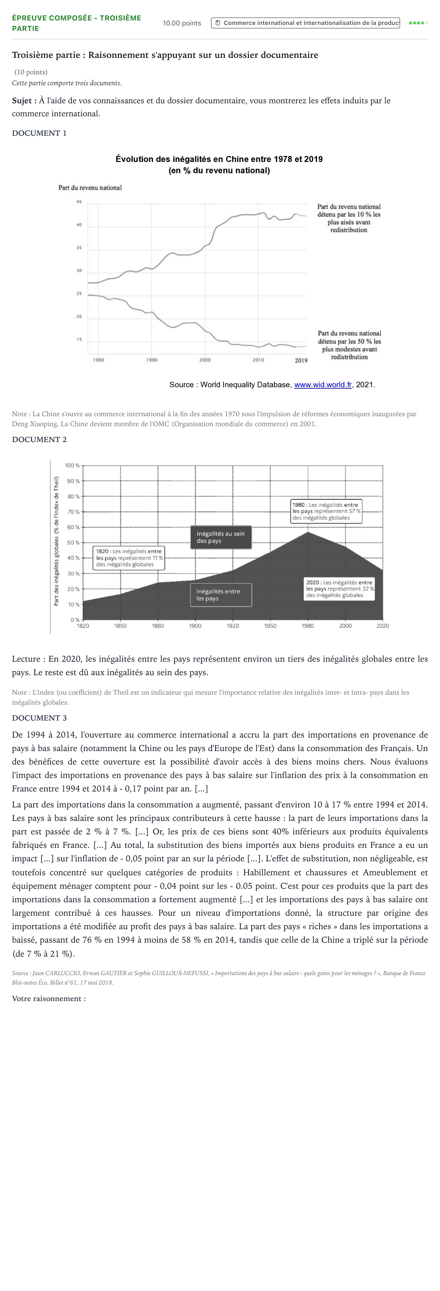 Énoncé: Épreuve composée - Troisième partie · Bac Sciences Économiques et Sociales Amérique du Nord 2025 (jour 2 bis)