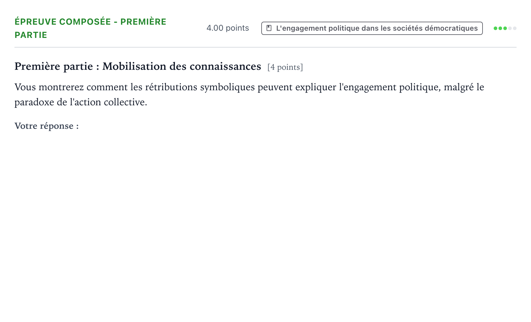 Énoncé: Épreuve composée - Première partie · Bac Sciences Économiques et Sociales Asie 2025 (jour 1)