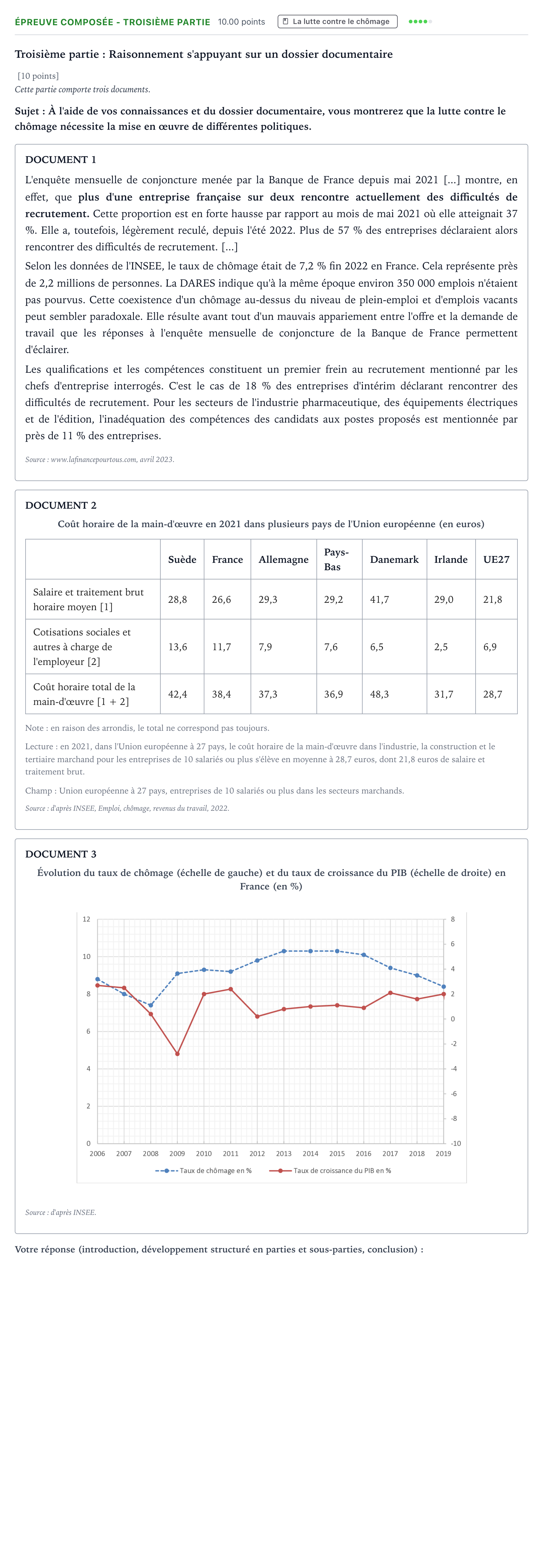 Énoncé: Épreuve composée - Troisième partie · Bac Sciences Économiques et Sociales Asie 2025 (jour 1)