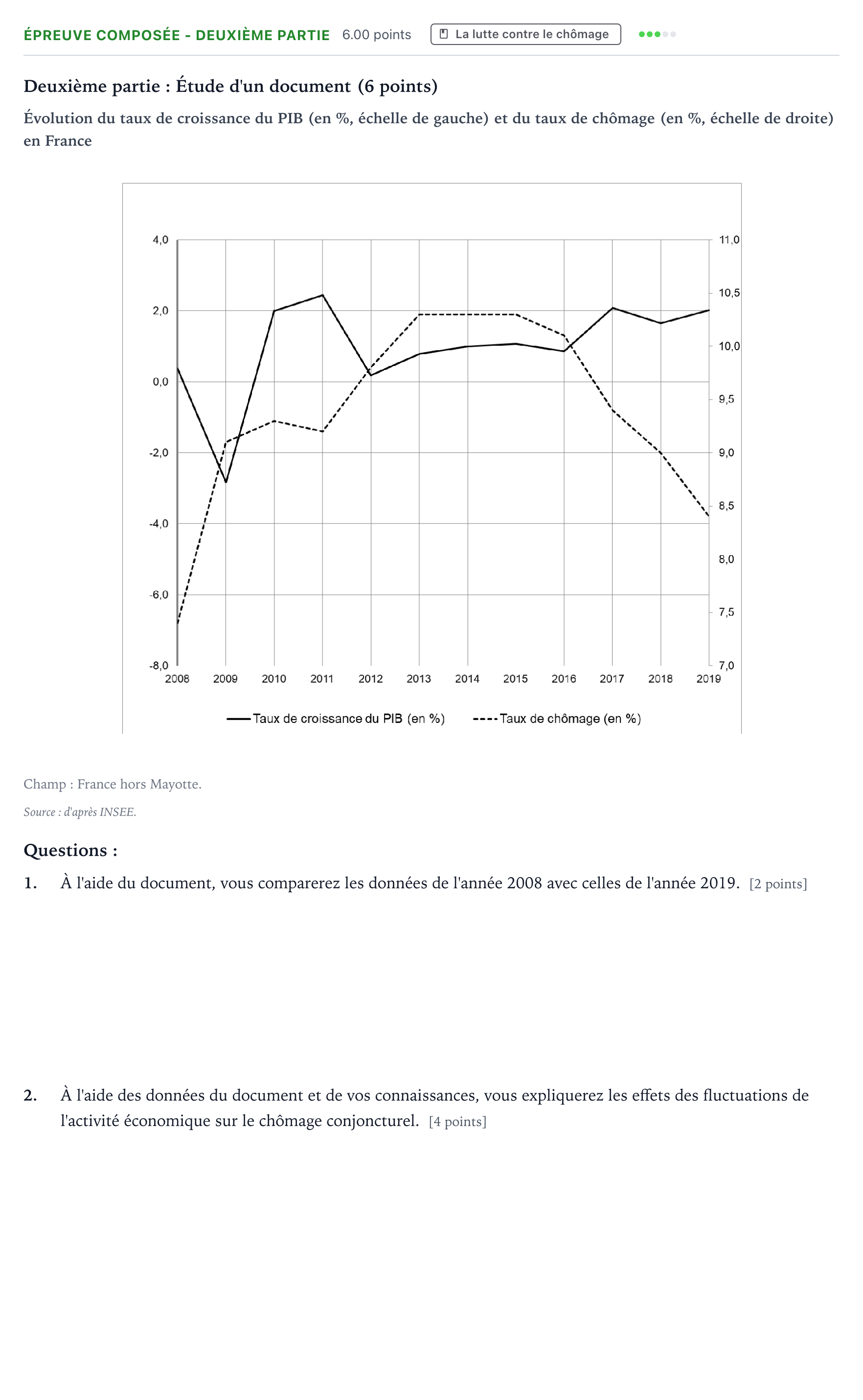 Énoncé: Épreuve composée - Deuxième partie · Bac Sciences Économiques et Sociales Asie 2025 (jour 2)