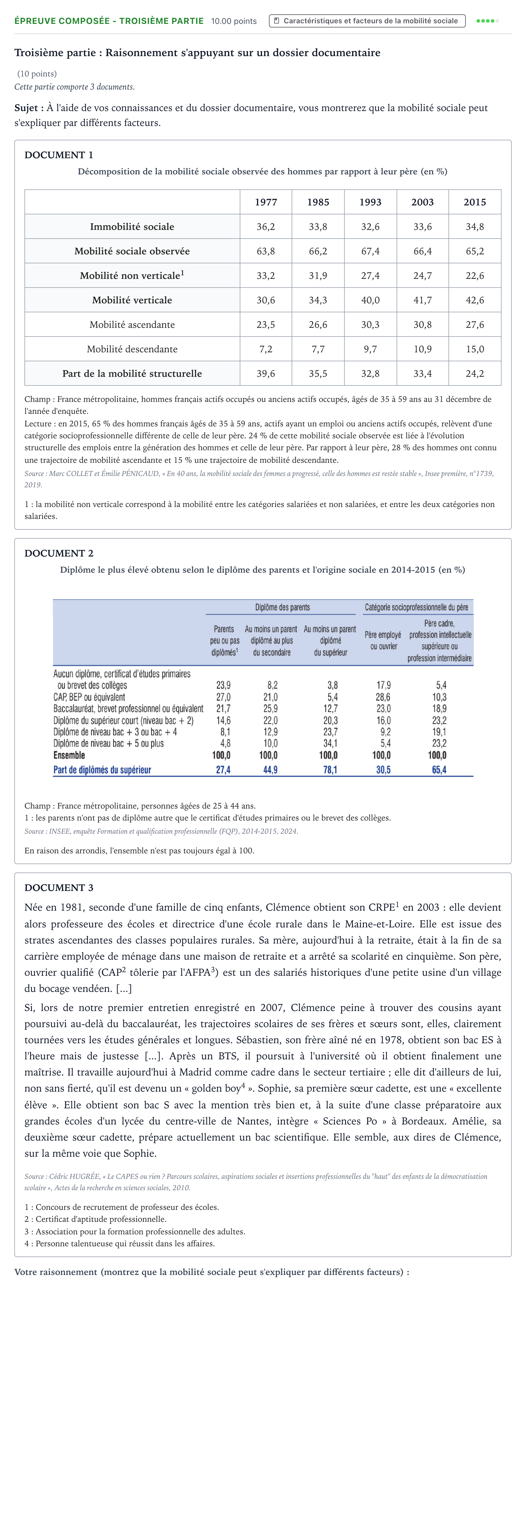 Énoncé: Épreuve composée - Troisième partie · Bac Sciences Économiques et Sociales Asie 2025 (jour 2)