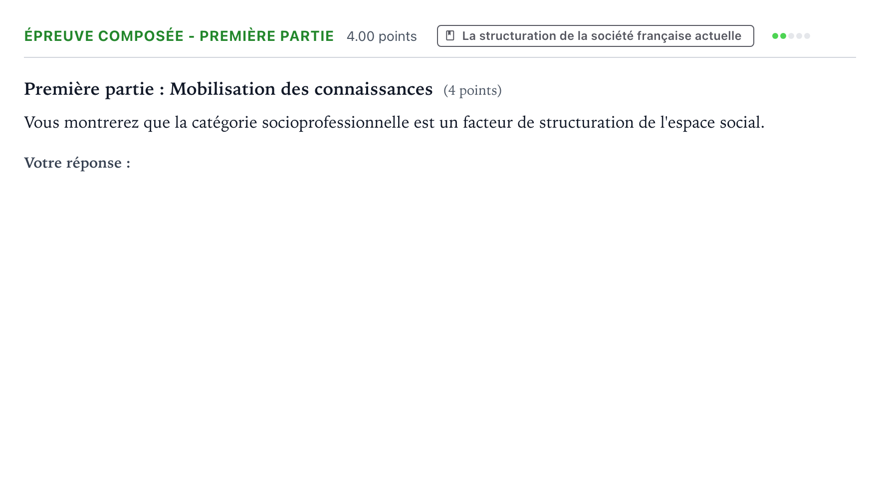 Énoncé: Épreuve composée - Première partie · Bac Sciences Économiques et Sociales Centres étrangers (Afrique) 2025 (jour 1)