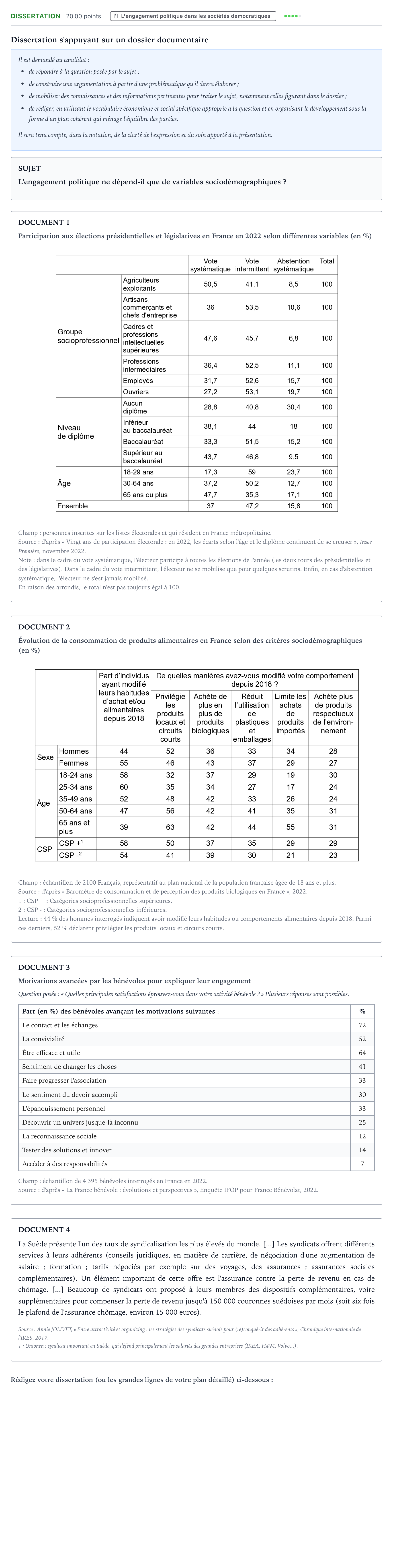 Énoncé: Dissertation · Bac Sciences Économiques et Sociales Centres étrangers (Afrique) 2025 (jour 2)