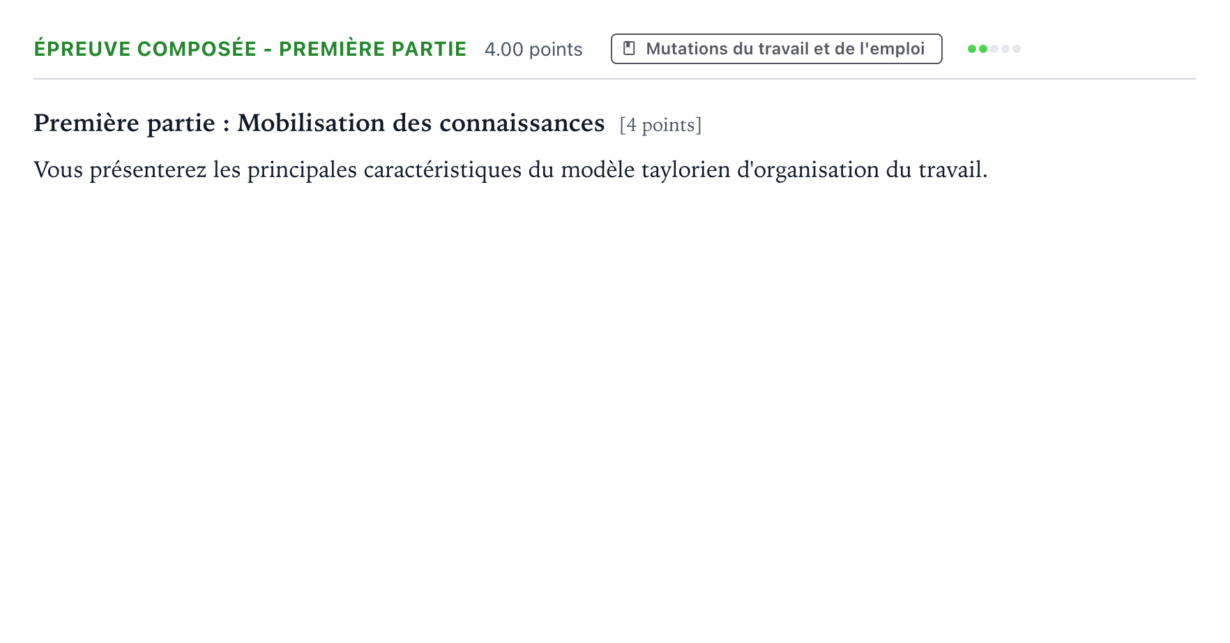Énoncé: Épreuve composée - Première partie · Bac Sciences Économiques et Sociales Centres étrangers (Afrique) 2025 (jour 2)