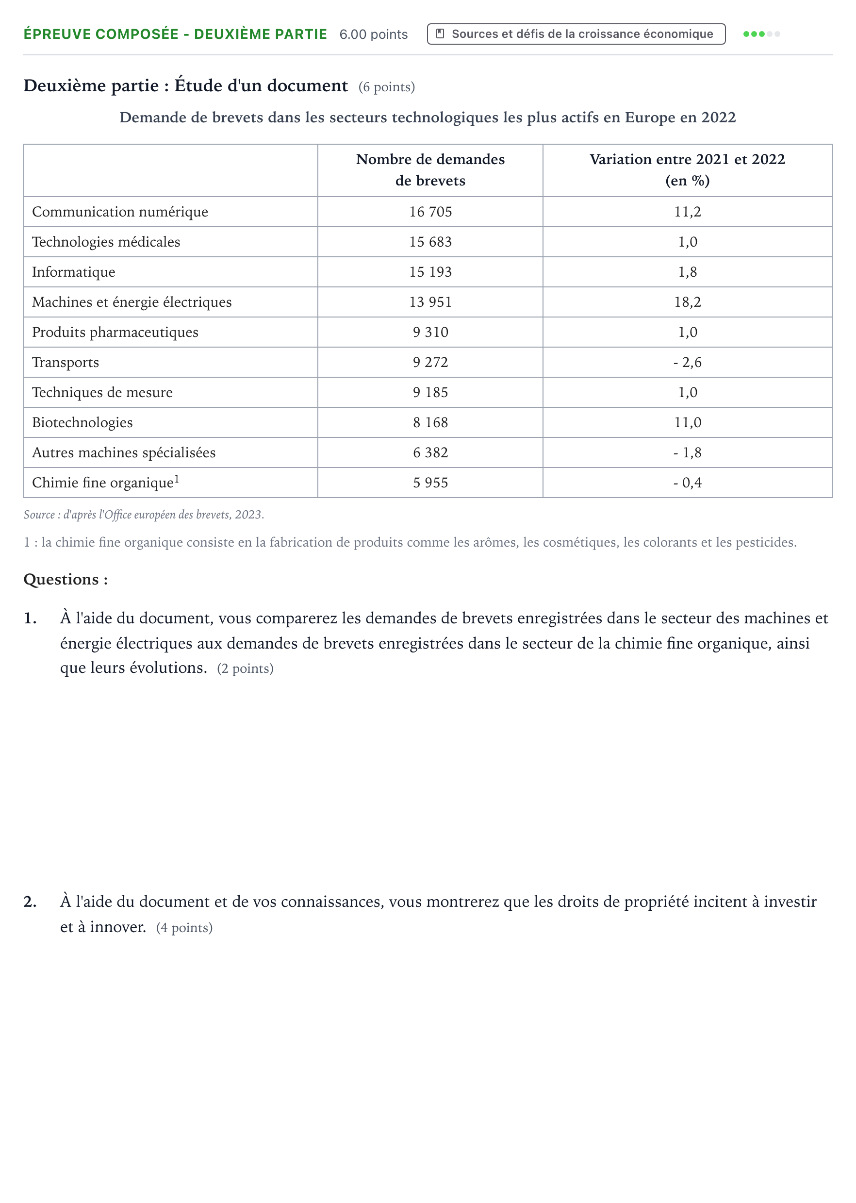Énoncé: Épreuve composée - Deuxième partie · Bac Sciences Économiques et Sociales Centres étrangers (Afrique) 2025 (jour 2)