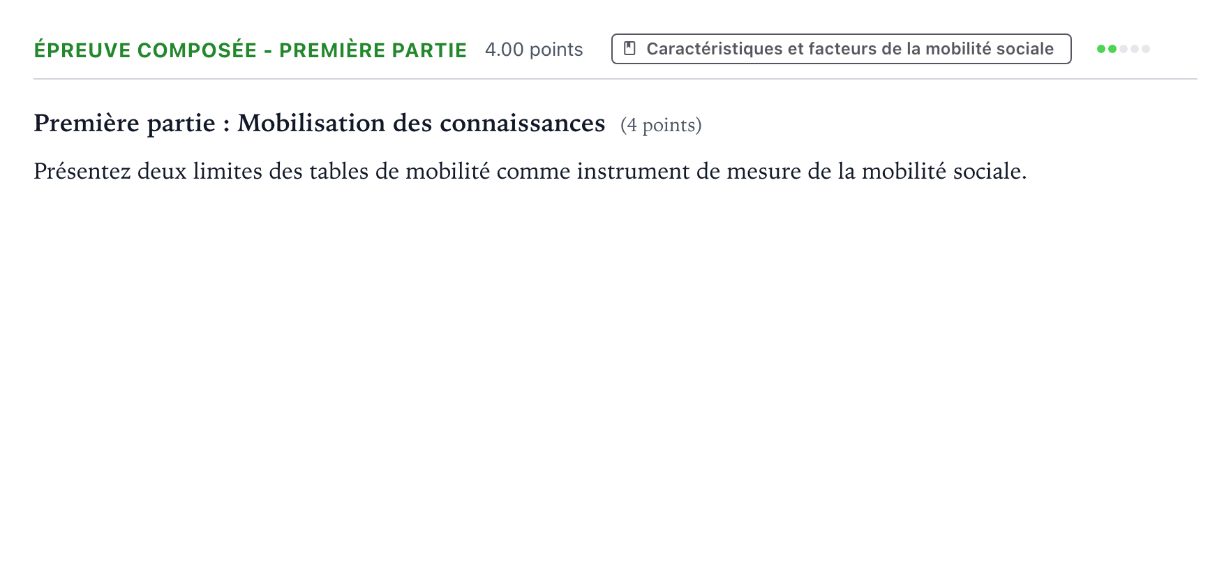 Énoncé: Épreuve composée - Première partie · Bac Sciences Économiques et Sociales Métropole 1 remplacement 2025