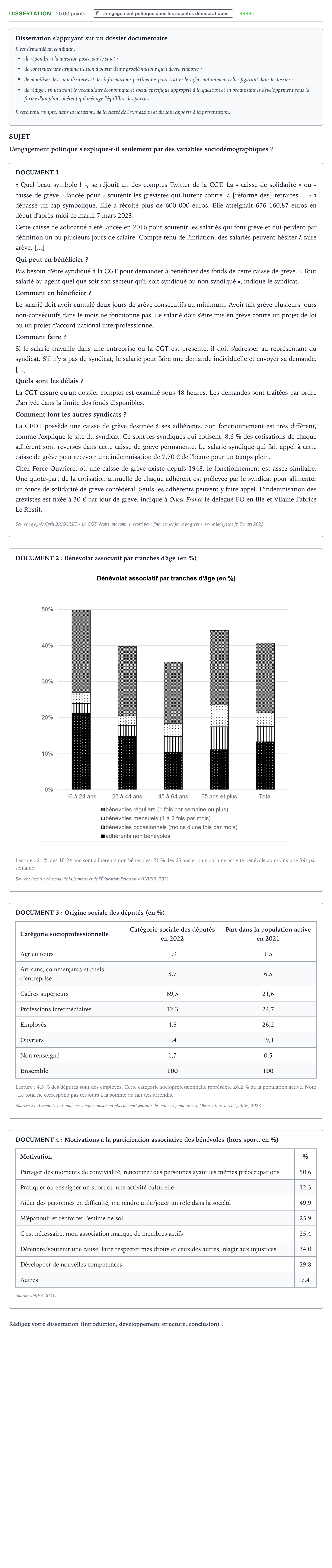 Énoncé: Dissertation · Bac Sciences Économiques et Sociales Métropole 2 remplacement 2025