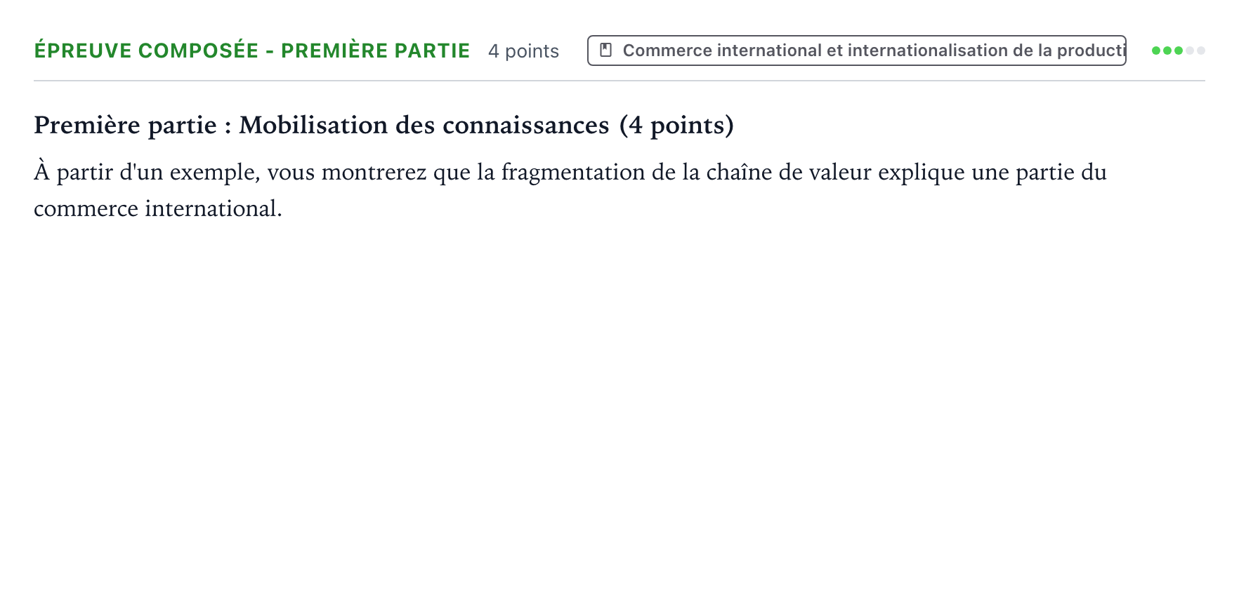 Énoncé: Épreuve composée - Première partie · Bac Sciences Économiques et Sociales Métropole 2 remplacement 2025