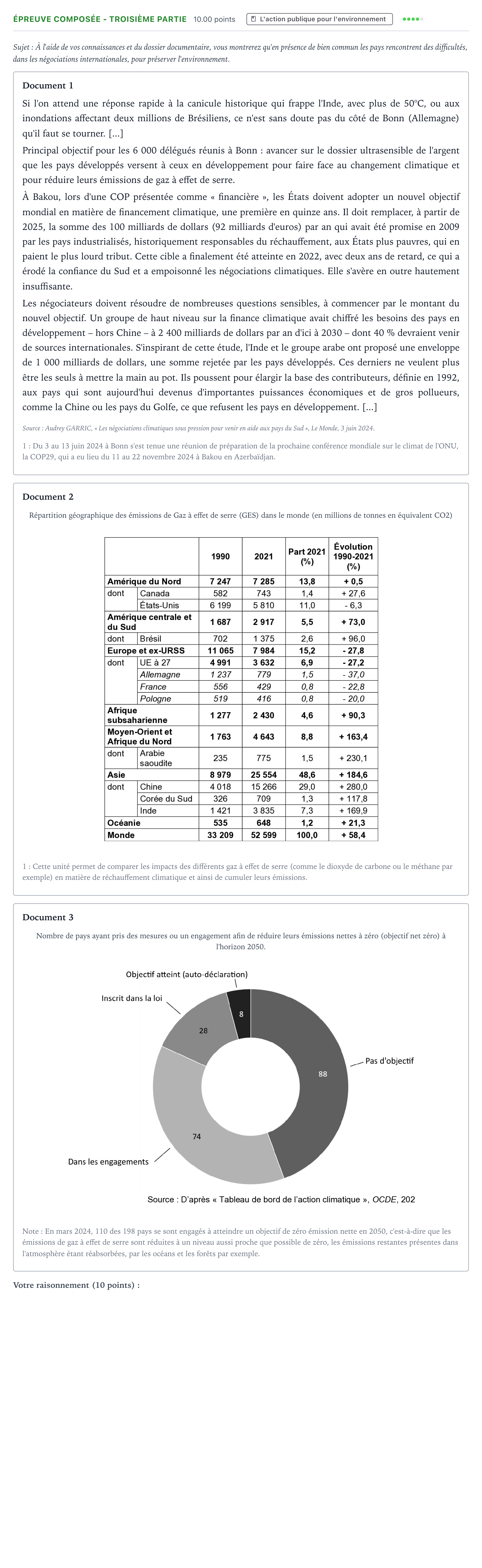 Énoncé: Épreuve composée - Troisième partie · Bac Sciences Économiques et Sociales Métropole 2 remplacement 2025