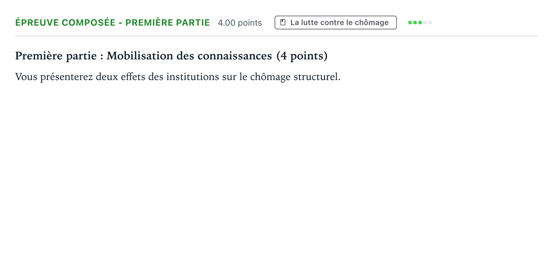 Énoncé: Épreuve composée - Première partie · Bac Sciences Économiques et Sociales Métropole Secours 2025 (sujet 1)