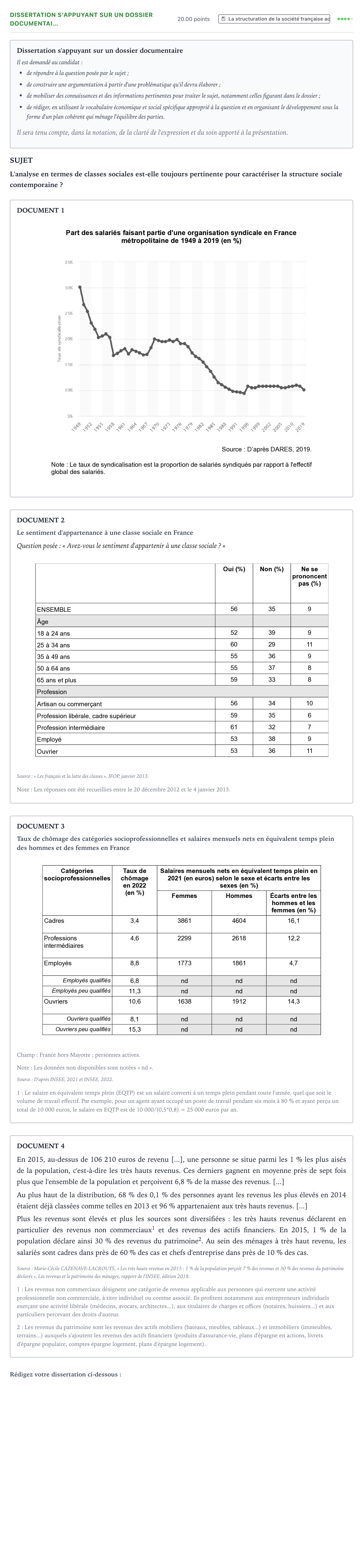 Énoncé: Dissertation s'appuyant sur un dossier documentai… · Bac Sciences Économiques et Sociales Nouvelle-Calédonie 2025 (jour 1)