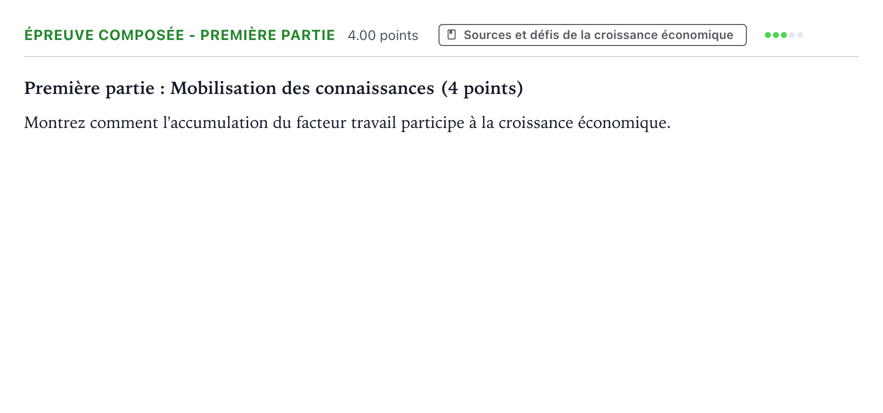 Énoncé: Épreuve composée - Première partie · Bac Sciences Économiques et Sociales Nouvelle-Calédonie 2025 (jour 1)