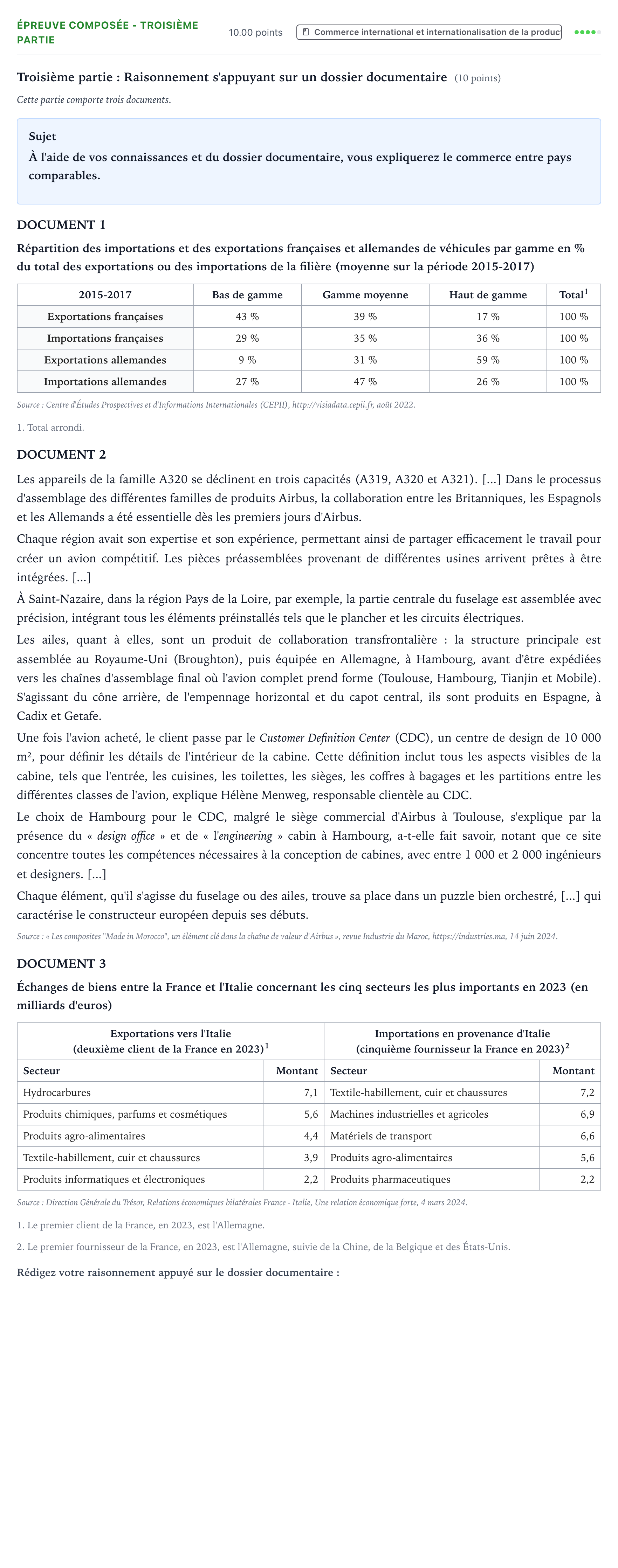 Énoncé: Épreuve composée - Troisième partie · Bac Sciences Économiques et Sociales Nouvelle-Calédonie 2025 (jour 1)