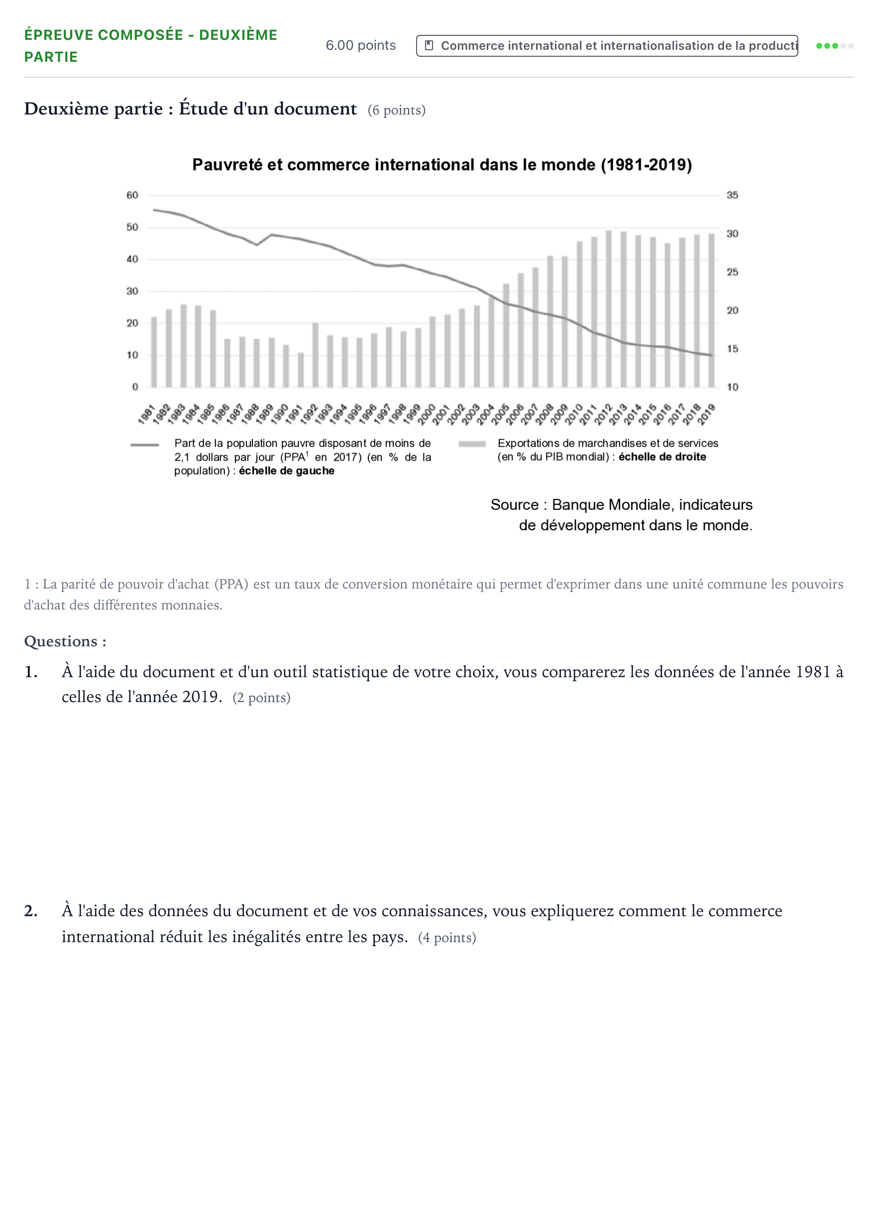 Énoncé: Épreuve composée - Deuxième partie · Bac Sciences Économiques et Sociales Nouvelle-Calédonie 2025 (jour 2)