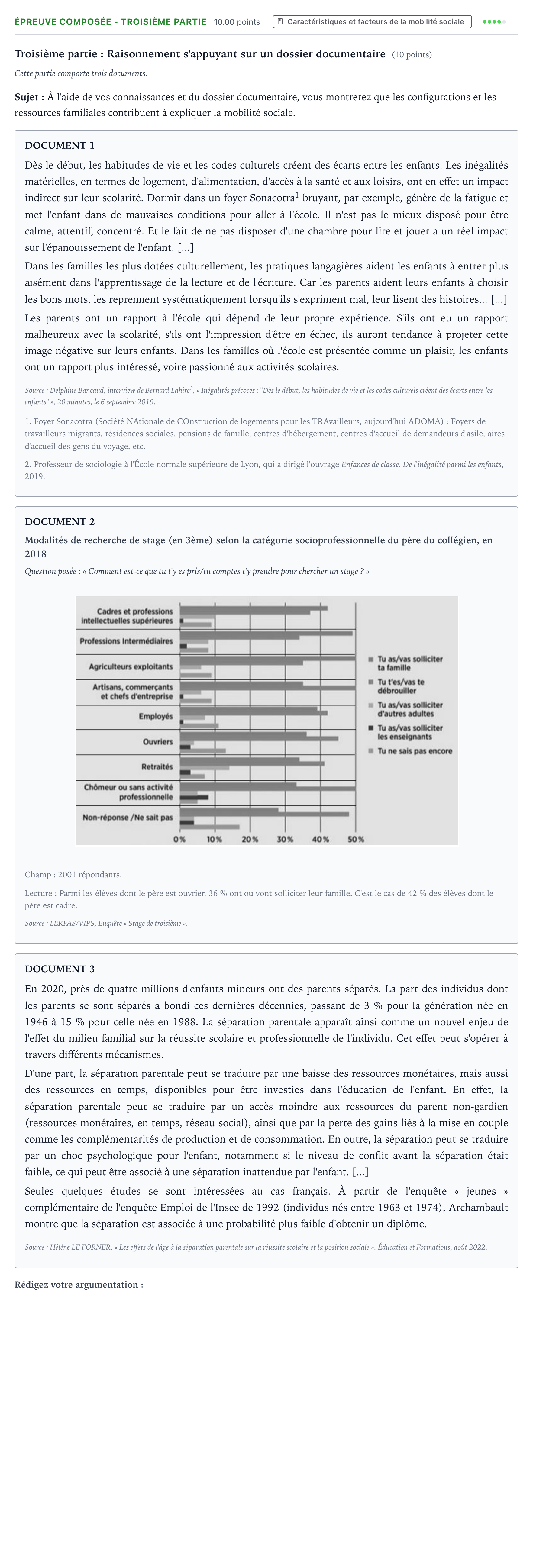 Énoncé: Épreuve composée - Troisième partie · Bac Sciences Économiques et Sociales Polynésie 2025 (jour 1)