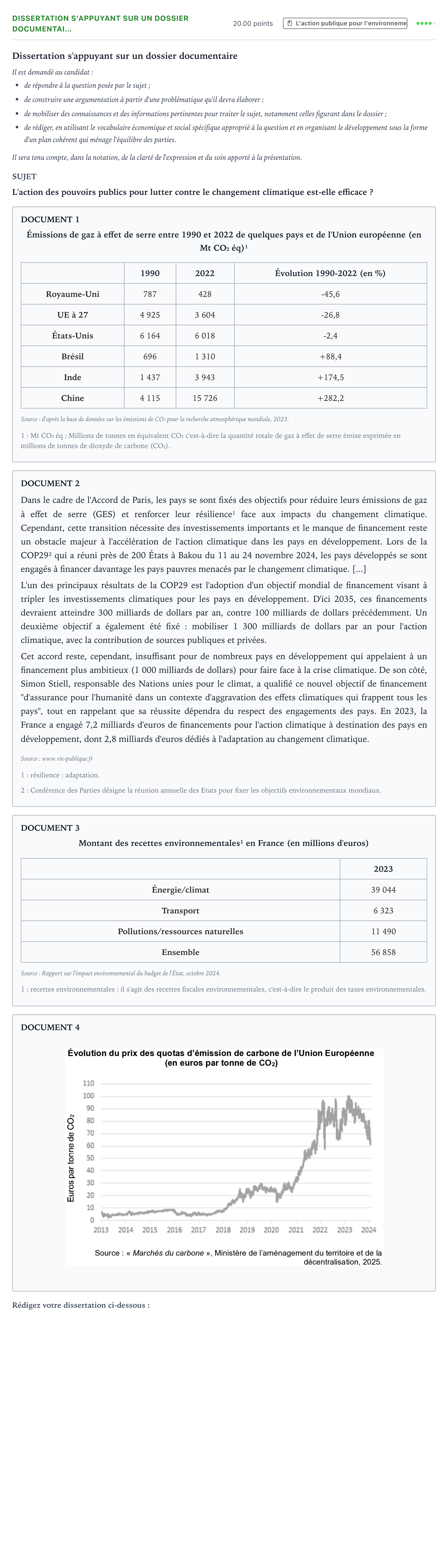 Énoncé: Dissertation s'appuyant sur un dossier documentai… · Bac Sciences Économiques et Sociales Amérique du Nord 2026 (jour 2)