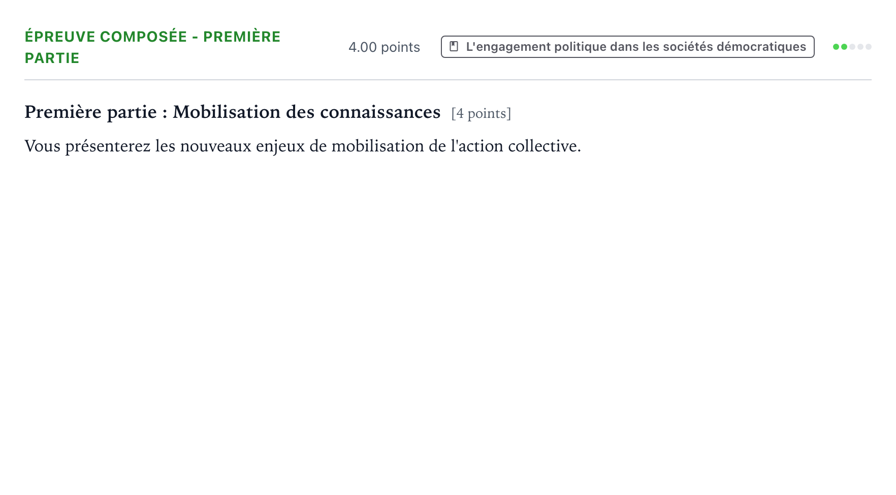 Énoncé: Épreuve composée - Première partie · Bac Sciences Économiques et Sociales Amérique du Nord 2026 (jour 2)