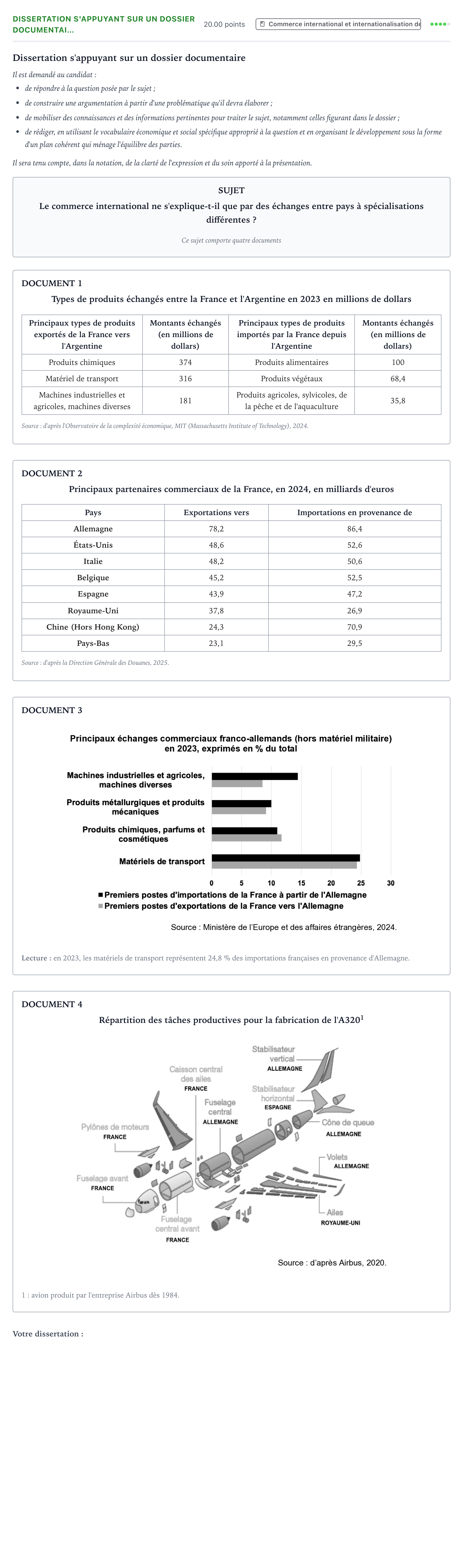 Énoncé: Dissertation s'appuyant sur un dossier documentai… · Bac Sciences Économiques et Sociales Antilles-Guyane 2026 (jour 1)