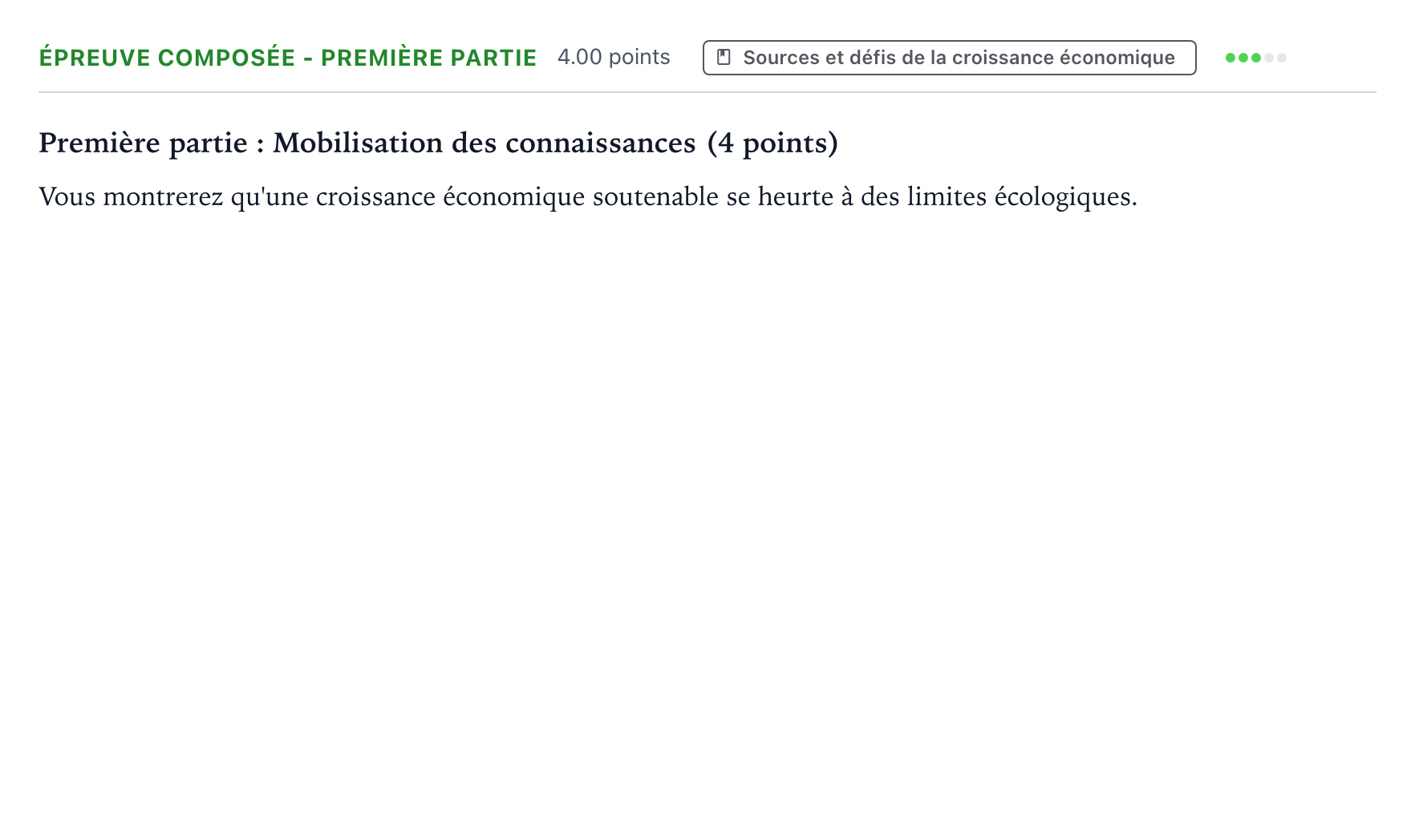 Énoncé: Épreuve composée - Première partie · Bac Sciences Économiques et Sociales Antilles-Guyane 2026 (jour 1)