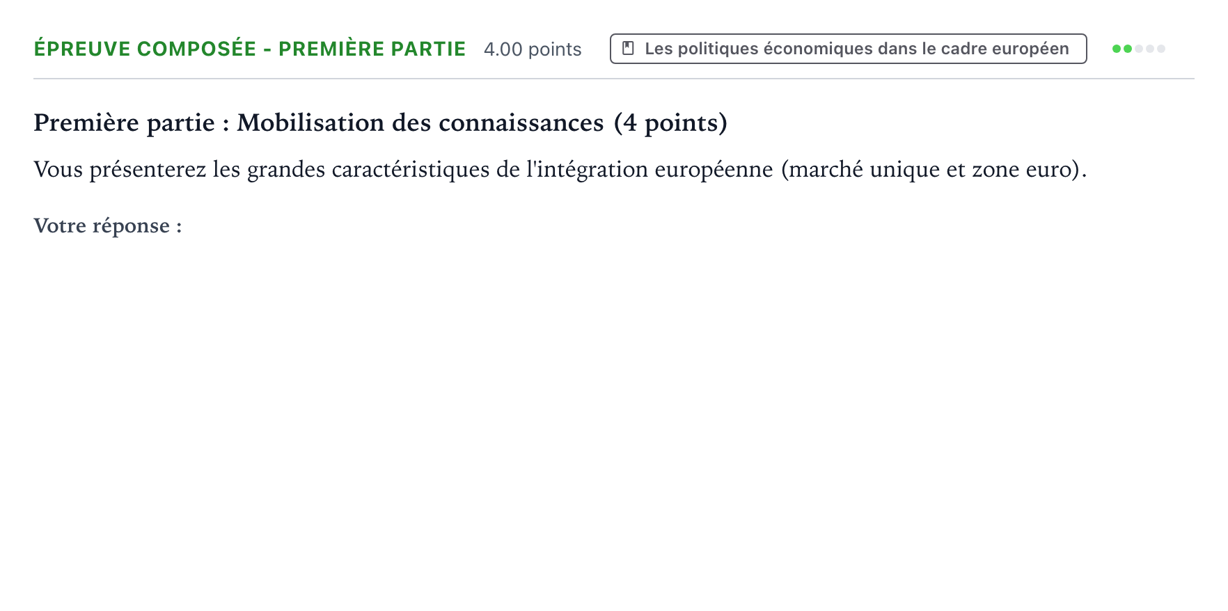 Énoncé: Épreuve composée - Première partie · Bac Sciences Économiques et Sociales Antilles-Guyane 2026 (jour 2)