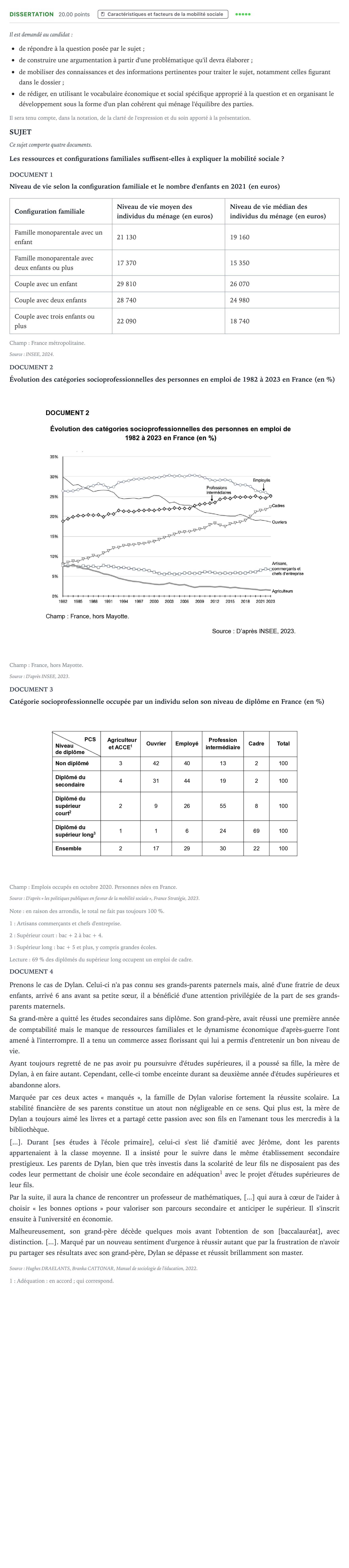 Énoncé: Dissertation · Bac Sciences Économiques et Sociales Asie 2026 (jour 1)