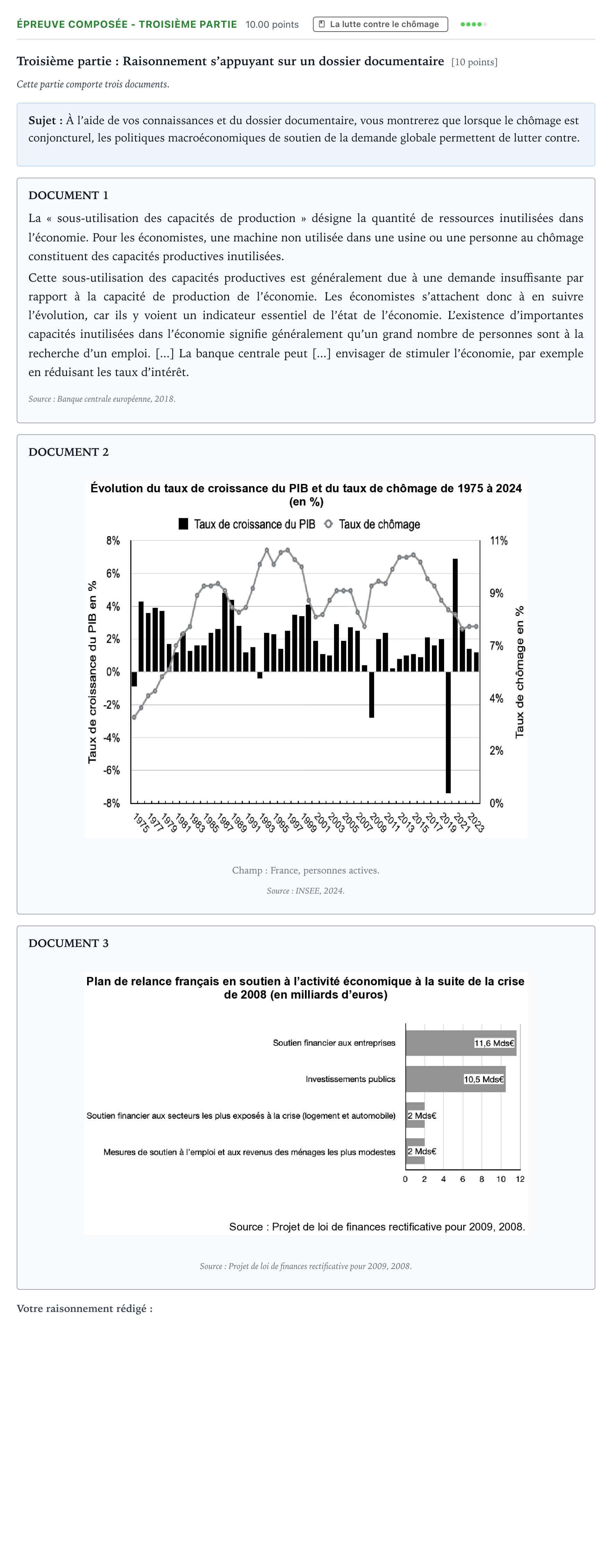 Énoncé: Épreuve composée - Troisième partie · Bac Sciences Économiques et Sociales Asie 2026 (jour 1)