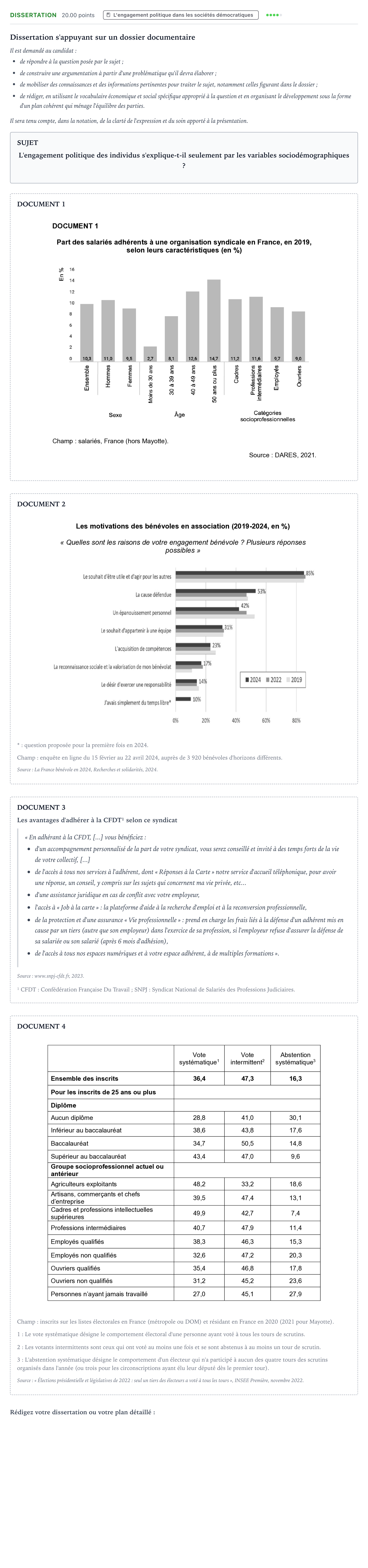 Énoncé: Dissertation · Bac Sciences Économiques et Sociales Centres étrangers (Afrique) 2026 (jour 1)
