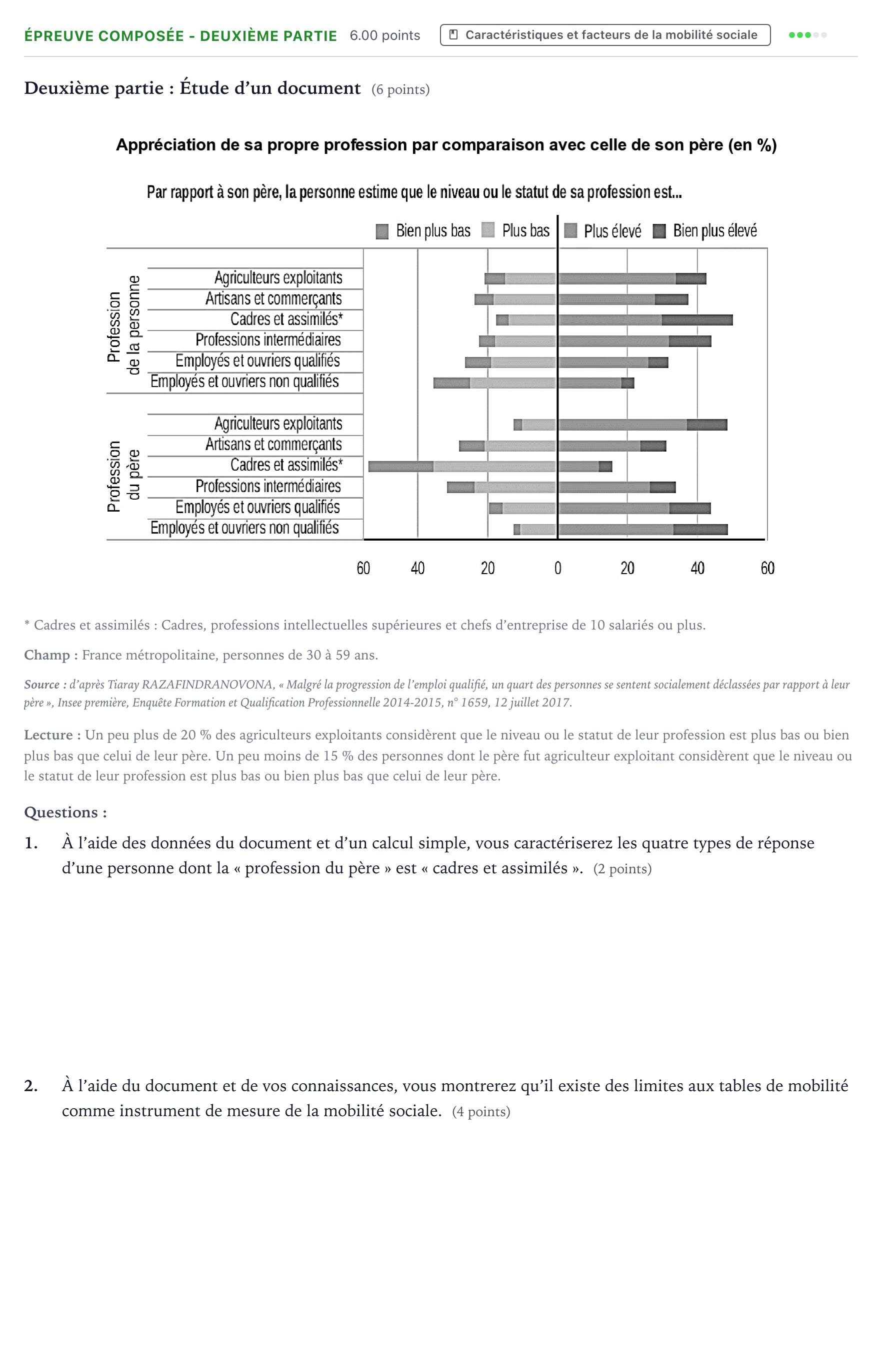 Énoncé: Épreuve composée - Deuxième partie · Bac Sciences Économiques et Sociales Métropole 1 remplacement 2026