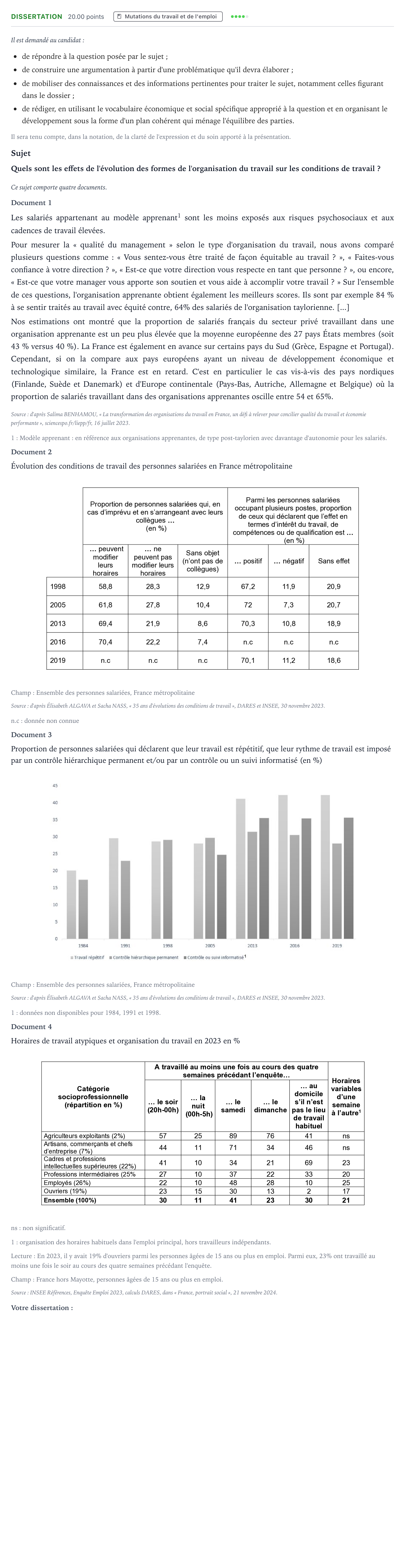 Énoncé: Dissertation · Bac Sciences Économiques et Sociales Métropole 2 remplacement 2026