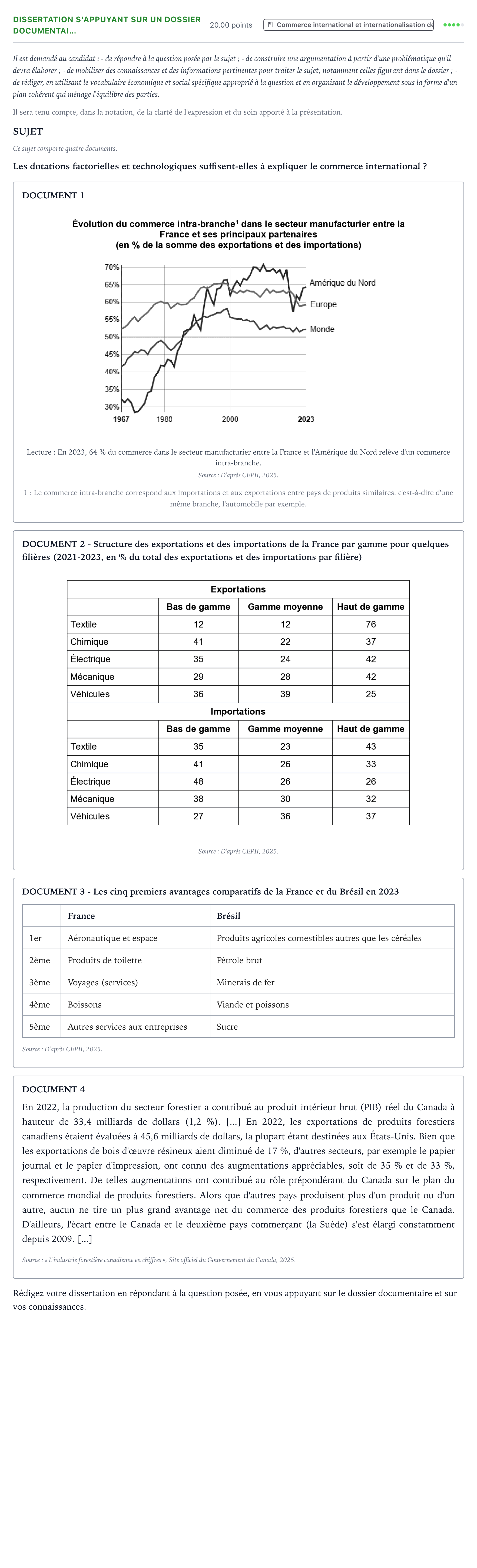 Énoncé: Dissertation s'appuyant sur un dossier documentai… · Bac Sciences Économiques et Sociales Polynésie 2026 (jour 2)
