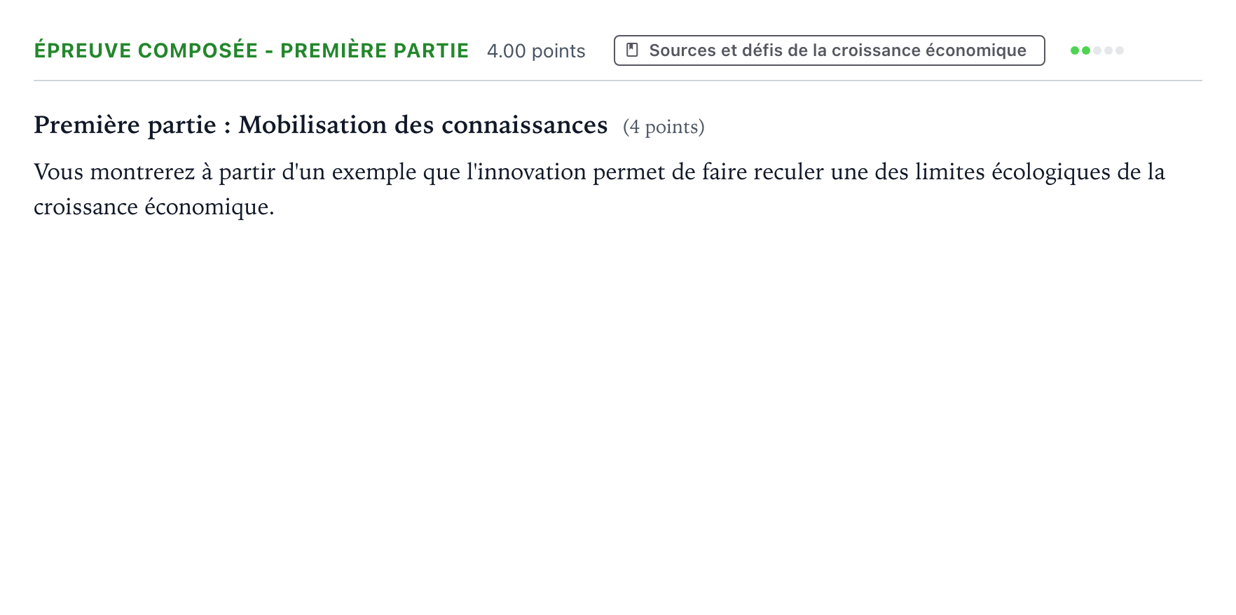 Énoncé: Épreuve composée - Première partie · Bac Sciences Économiques et Sociales Polynésie 2026 (jour 2)