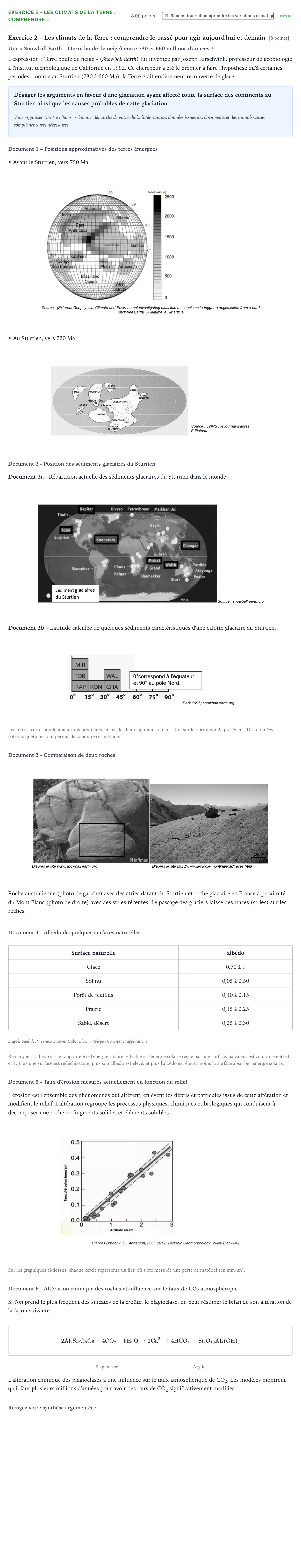 Énoncé: Exercice 2 - Les climats de la Terre : comprendre… · Bac Sciences de la Vie et de la Terre Amérique du Nord 2021 (jour 2)