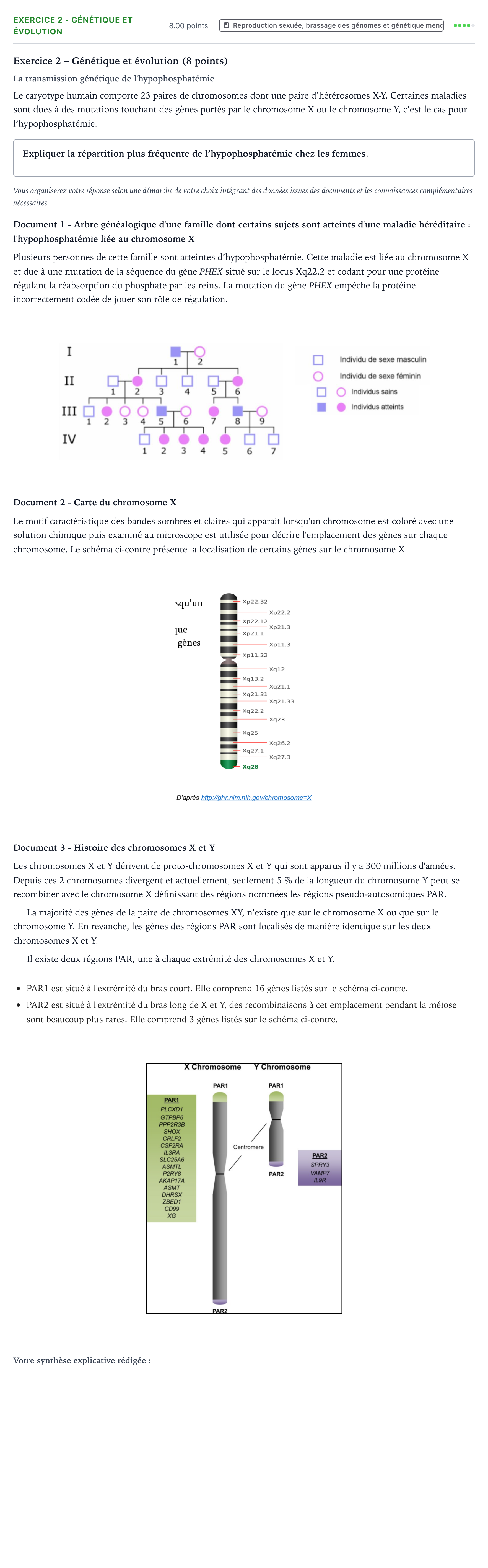 Énoncé: Exercice 2 - Génétique et évolution · Bac Sciences de la Vie et de la Terre Amérique du Nord 2021 (jour 2)