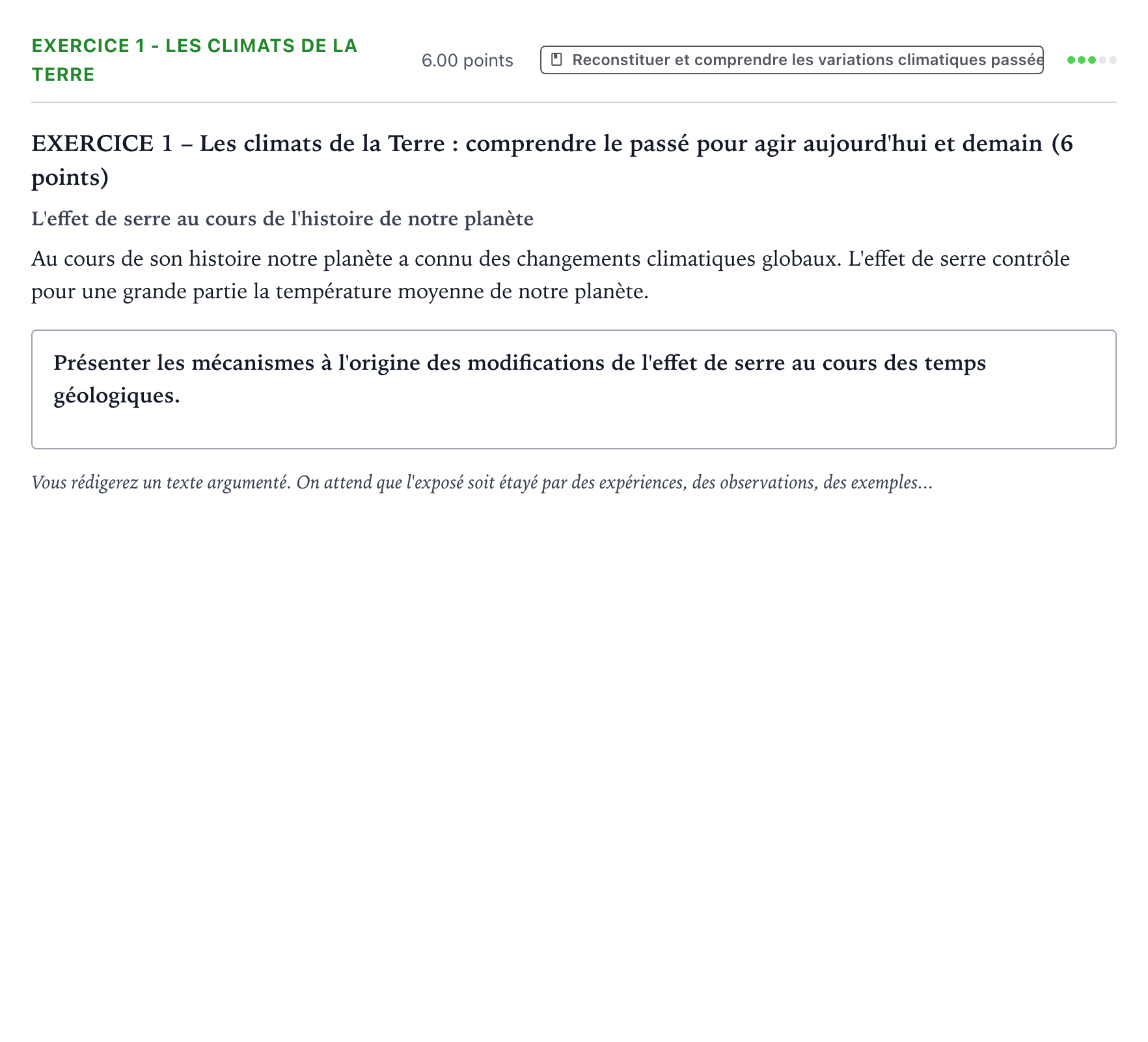 Énoncé: Exercice 1 - Les climats de la Terre · Bac Sciences de la Vie et de la Terre Amérique du Sud 2021 (jour 1)