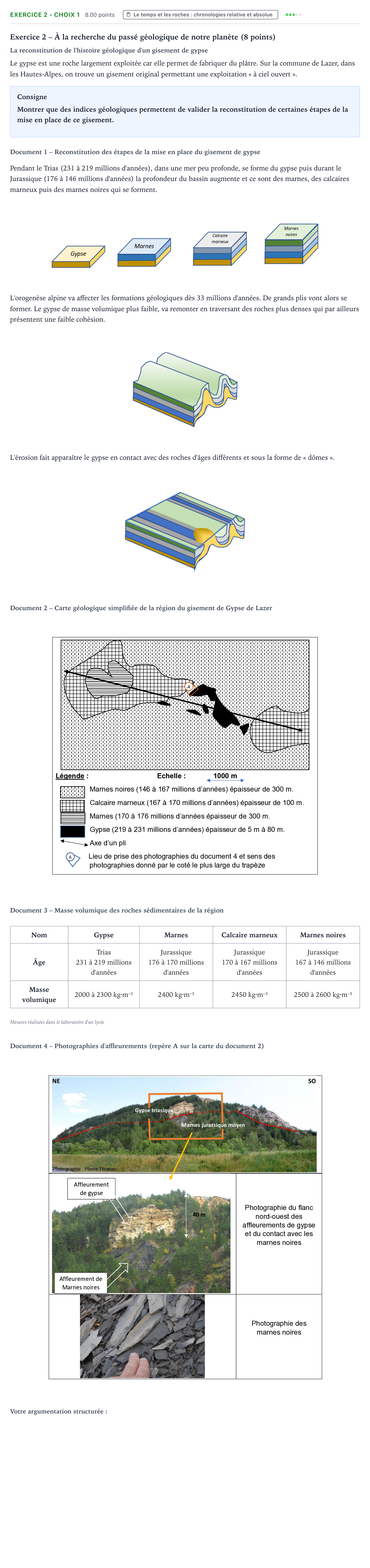 Énoncé: Exercice 2 - Choix 1 · Bac Sciences de la Vie et de la Terre Amérique du Sud 2021 (jour 2)