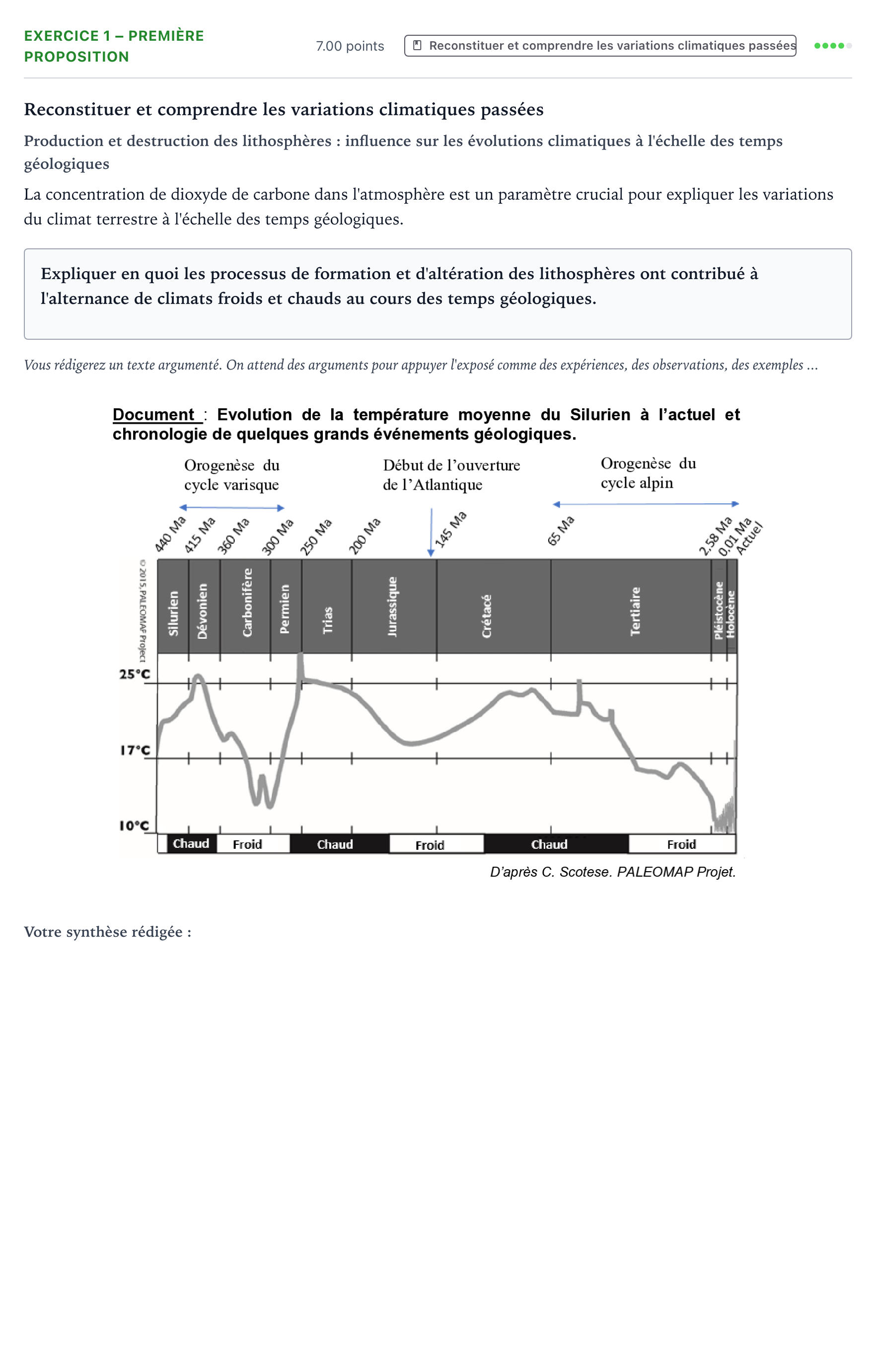Énoncé: Exercice 1 – Première proposition · Bac Sciences de la Vie et de la Terre Asie 2021 (jour 2)