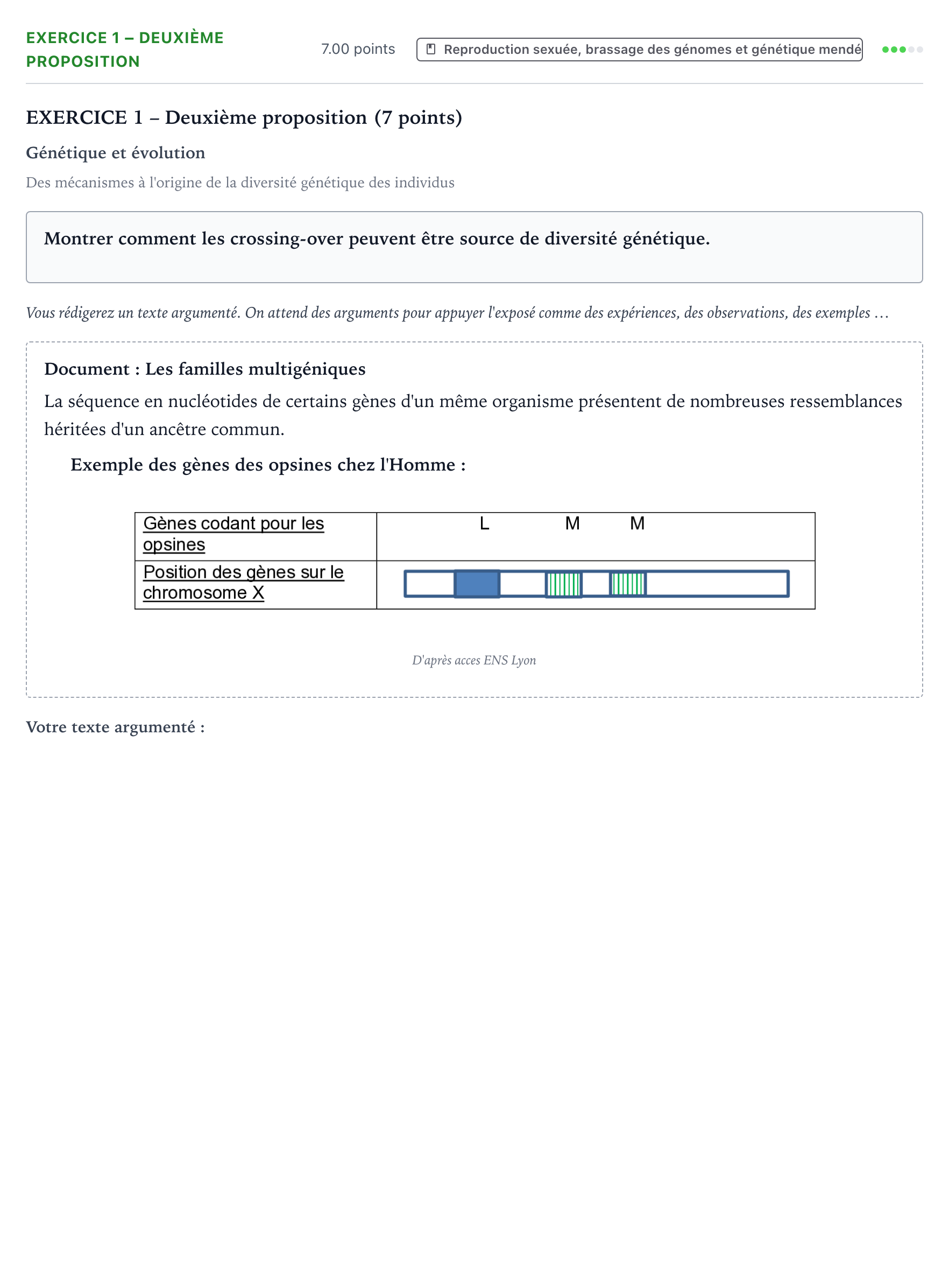 Énoncé: Exercice 1 – Deuxième proposition · Bac Sciences de la Vie et de la Terre Asie 2021 (jour 2)