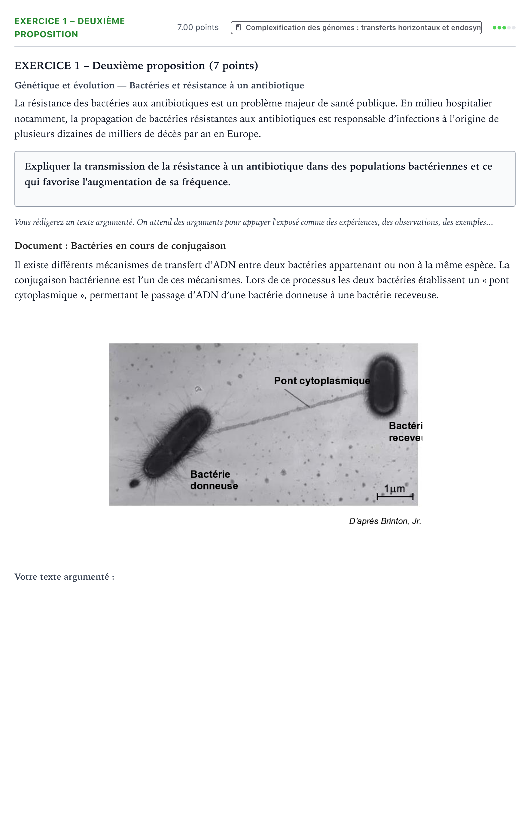 Énoncé: Exercice 1 – Deuxième proposition · Bac Sciences de la Vie et de la Terre Centres étrangers (Afrique) 2021 (jour 2)