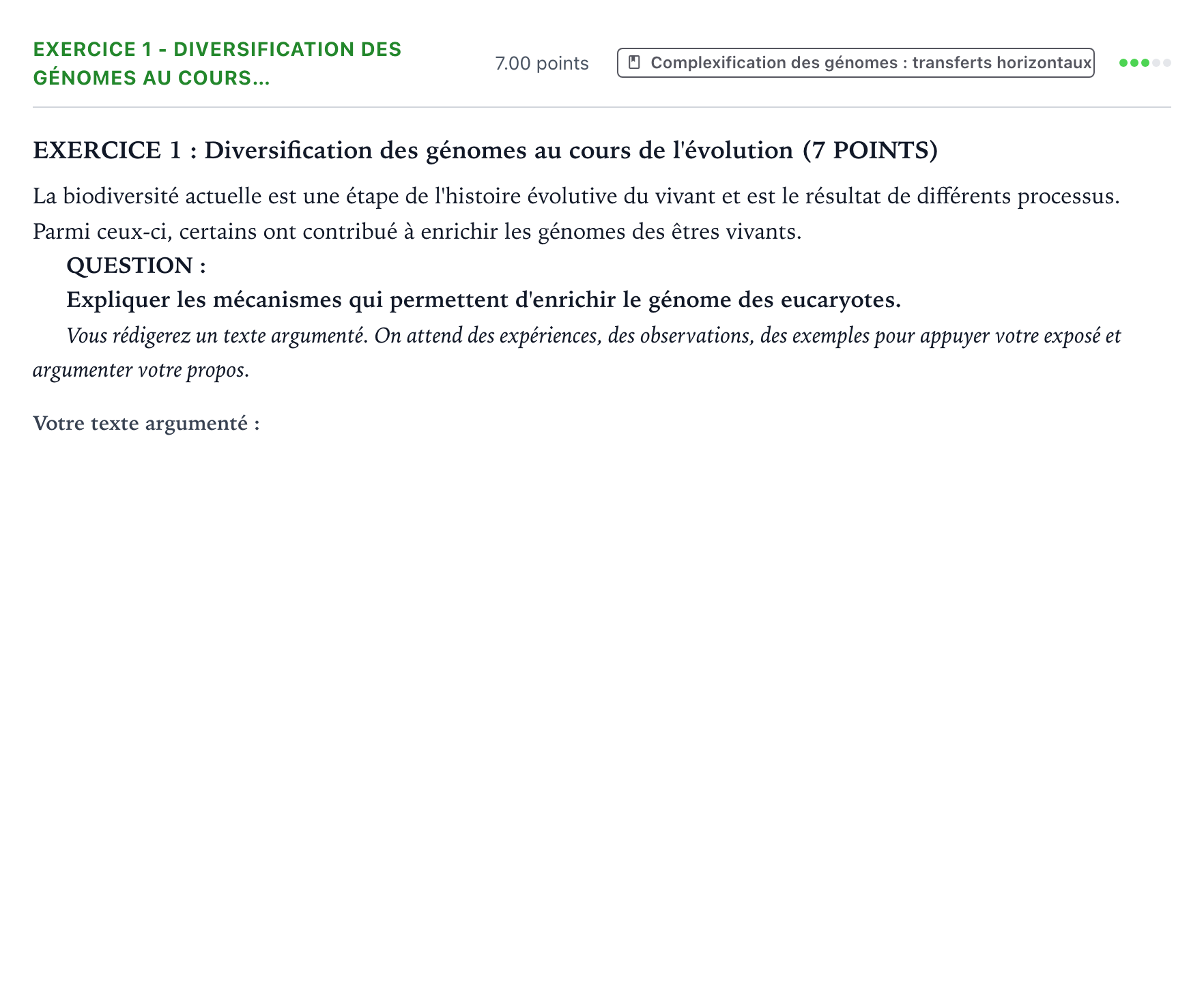 Énoncé: Exercice 1 - Diversification des génomes au cours… · Bac Sciences de la Vie et de la Terre Métropole Candidat libre 2021 (sujet 1)
