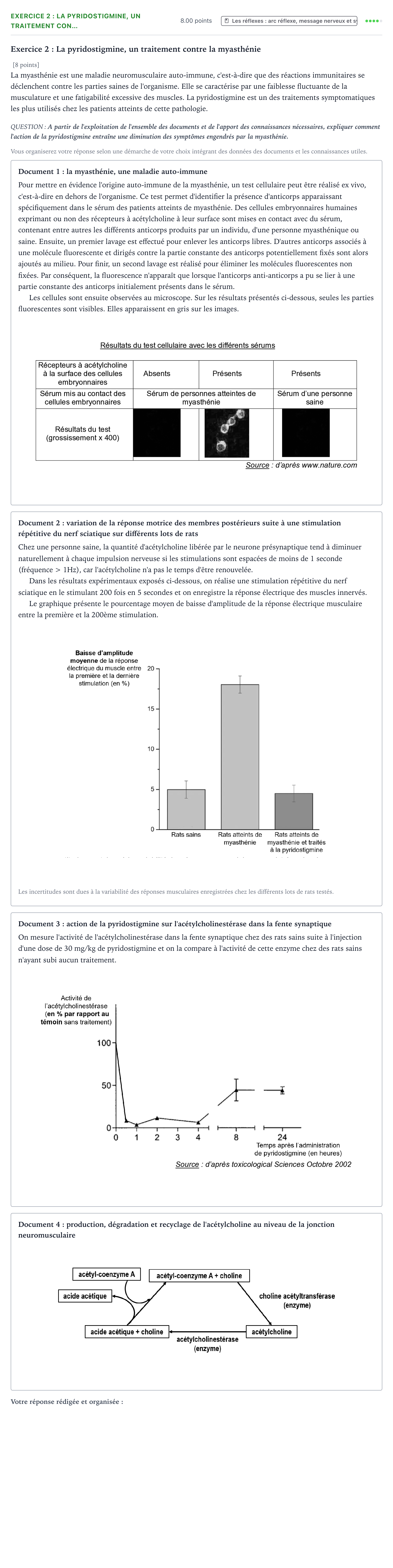 Énoncé: Exercice 2 : La pyridostigmine, un traitement con… · Bac Sciences de la Vie et de la Terre Métropole Candidat libre 2021 (sujet 2)