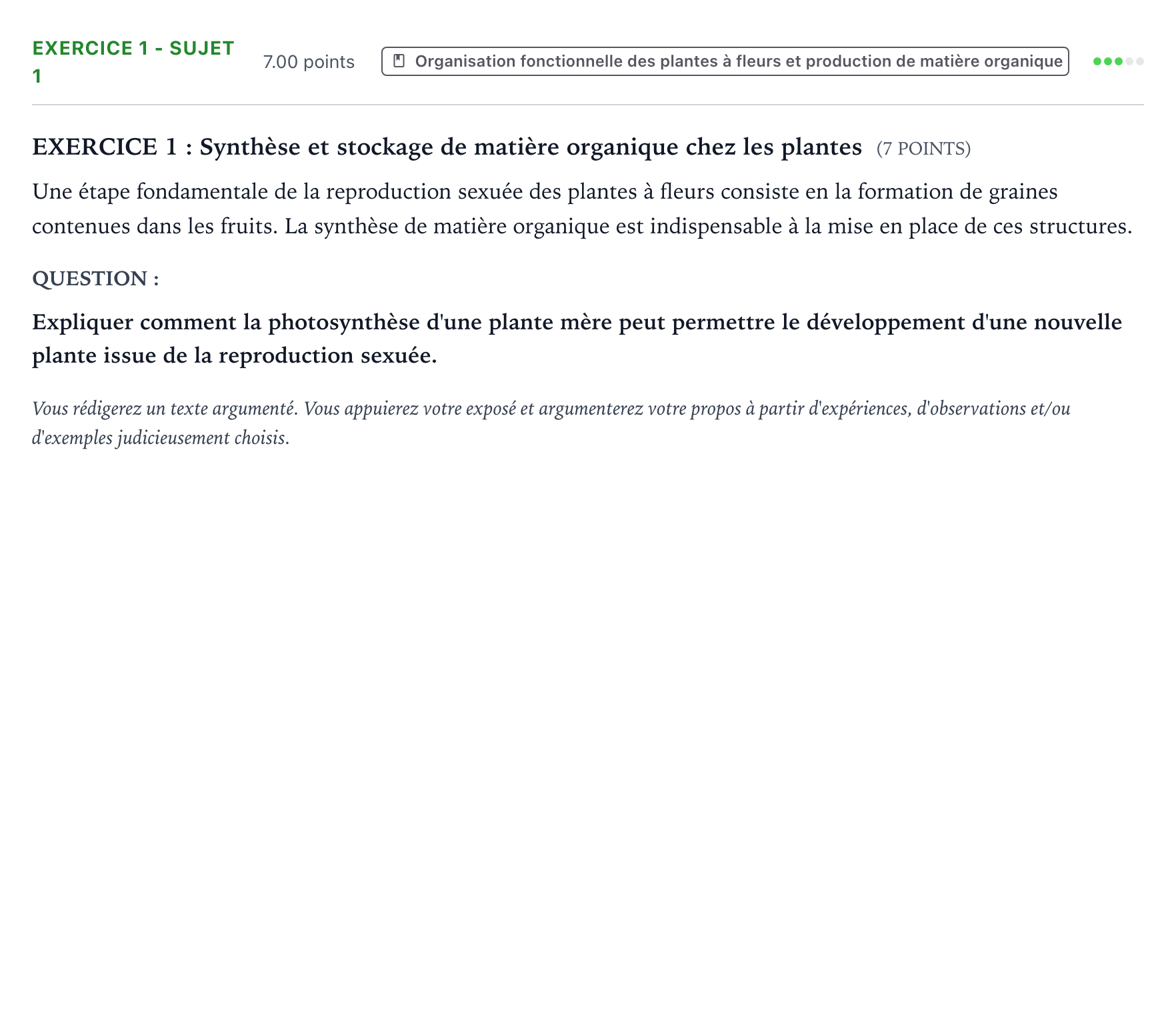 Énoncé: Exercice 1 - Sujet 1 · Bac Sciences de la Vie et de la Terre Métropole 1 remplacement 2021
