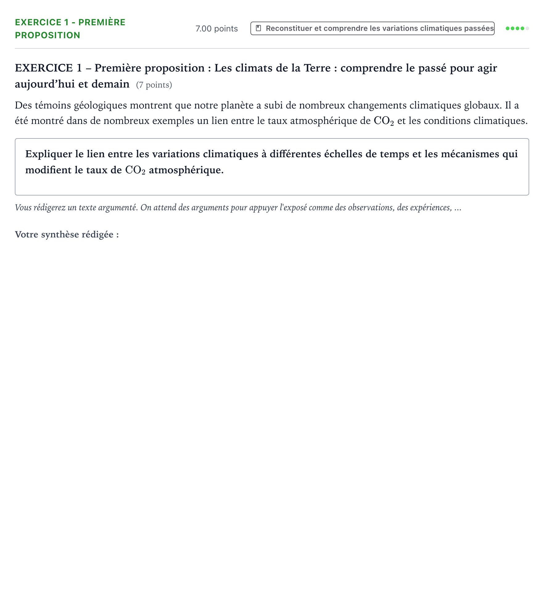 Énoncé: Exercice 1 - Première proposition · Bac Sciences de la Vie et de la Terre Polynésie 2021 (jour 1)