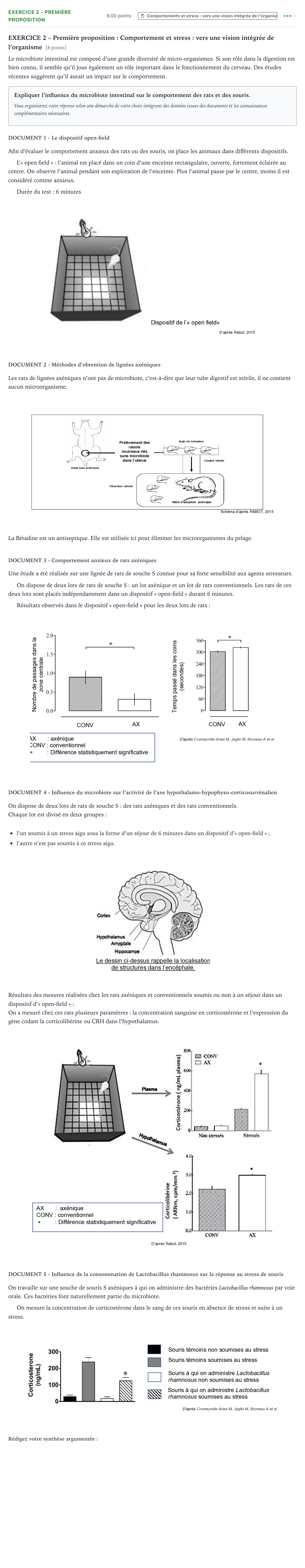 Énoncé: Exercice 2 - Première proposition · Bac Sciences de la Vie et de la Terre Polynésie 2021 (jour 1)