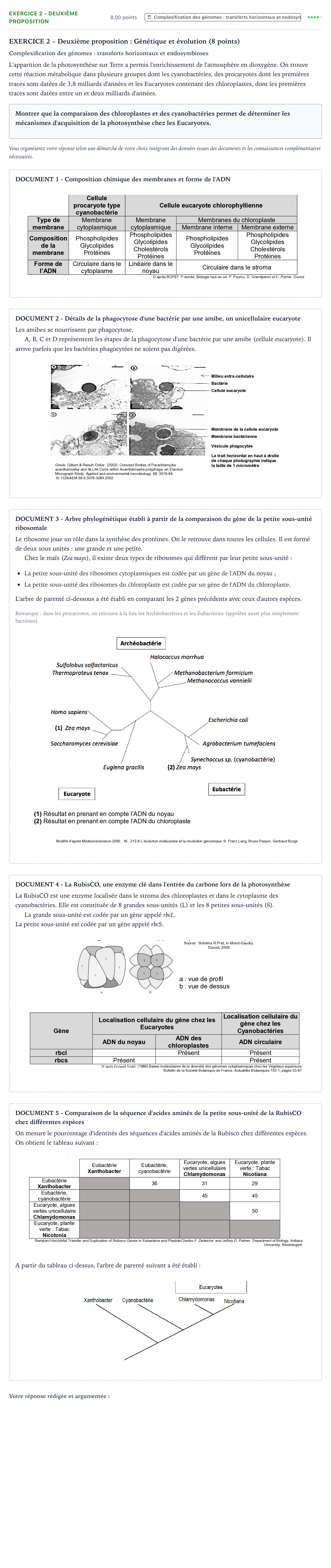 Énoncé: Exercice 2 - Deuxième proposition · Bac Sciences de la Vie et de la Terre Polynésie 2021 (jour 1)