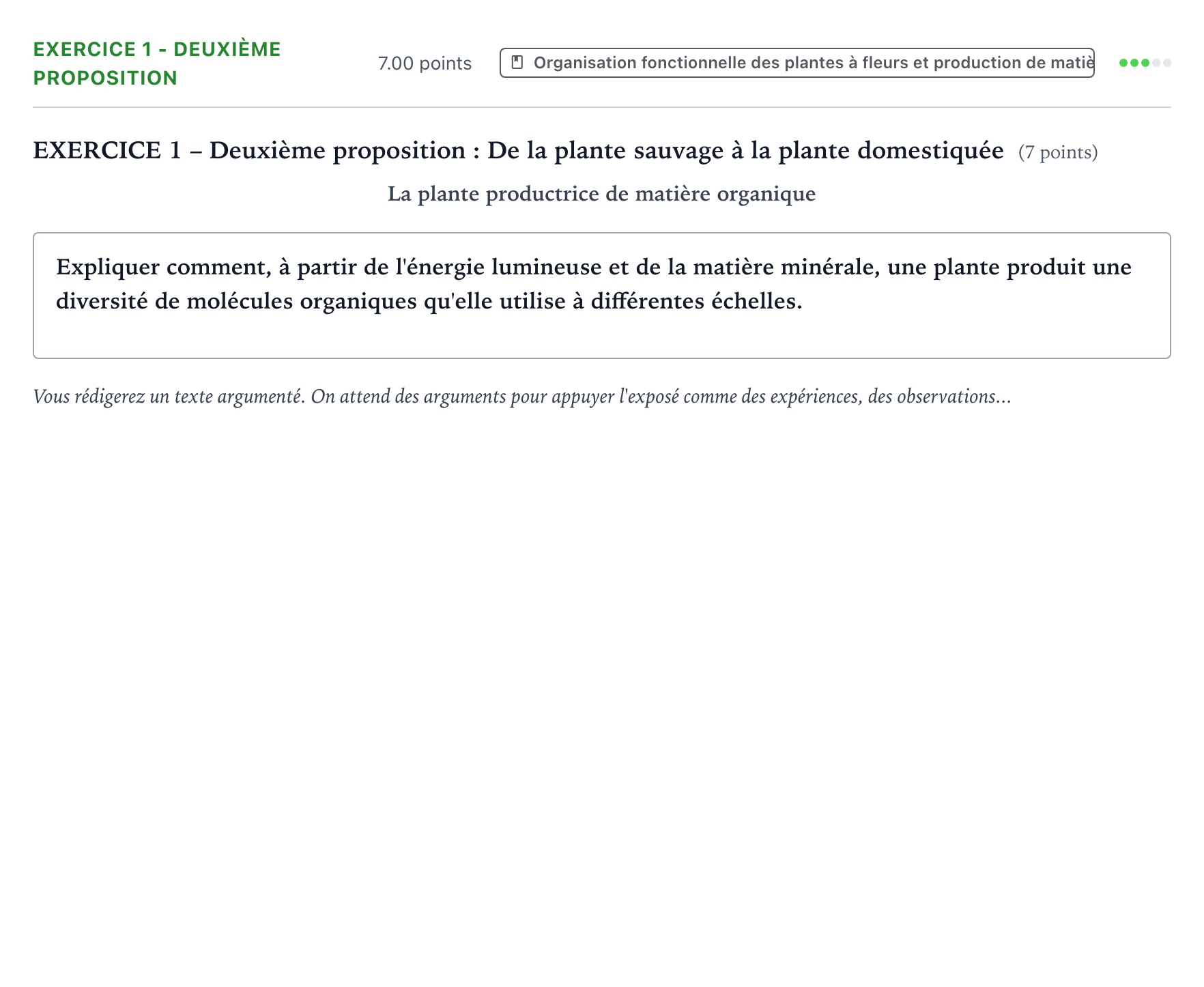 Énoncé: Exercice 1 - Deuxième proposition · Bac Sciences de la Vie et de la Terre Polynésie 2021 (jour 2)