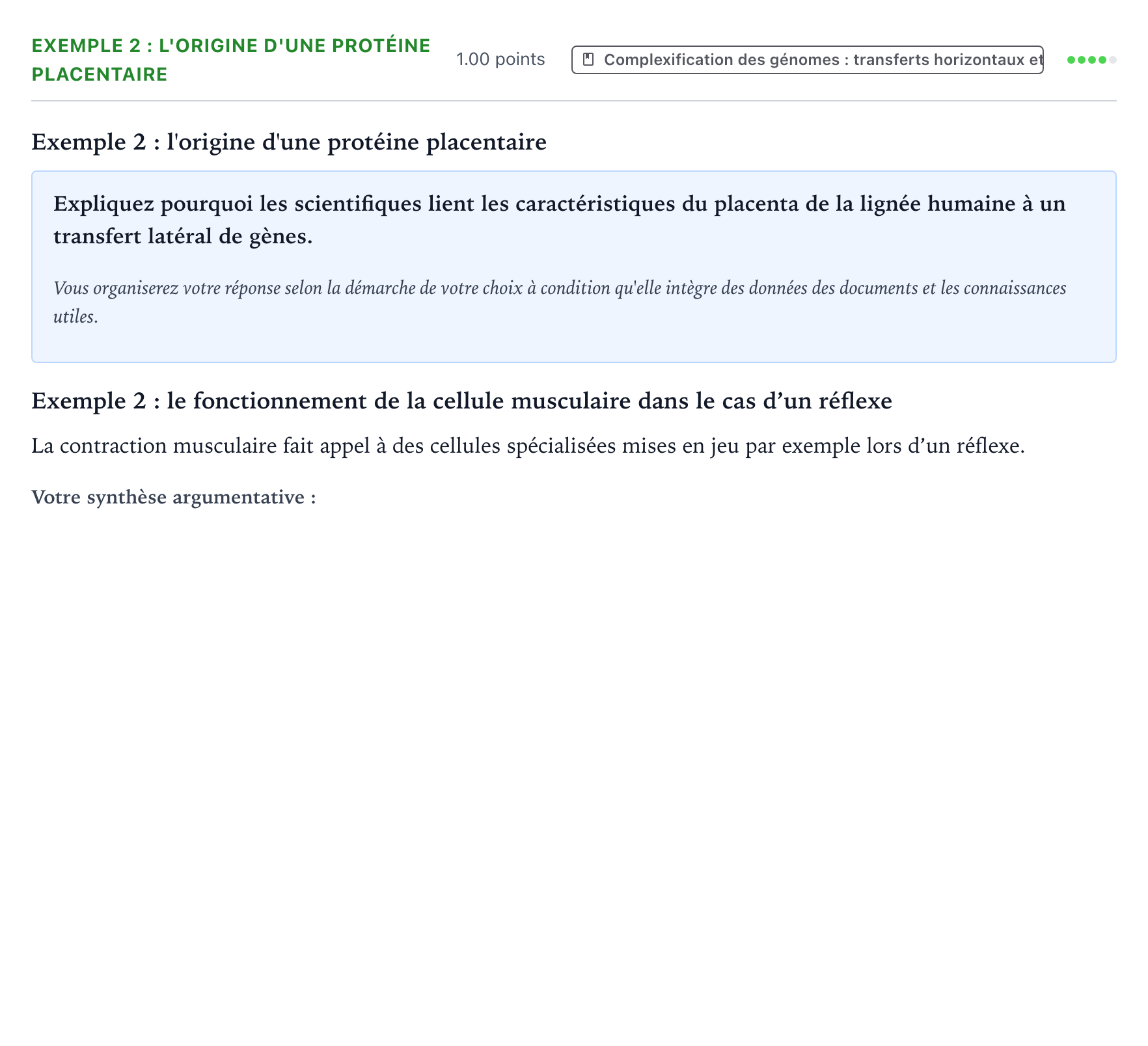 Énoncé: Exercice Exemple 2 : l'origine d'une protéine placentaire · Bac Sciences de la Vie et de la Terre Sujets zéro et spécimens sujet 2021 (sujet 2)