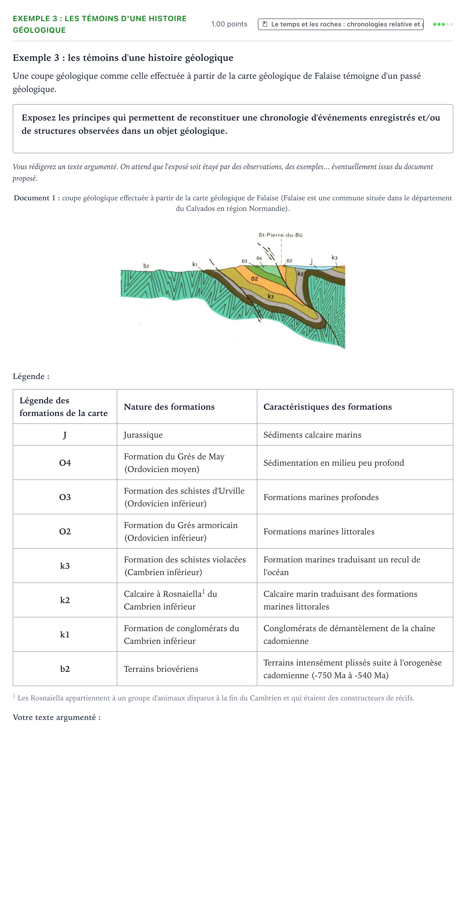 Énoncé: Exercice Exemple 3 : les témoins d'une histoire géologique · Bac Sciences de la Vie et de la Terre Sujets zéro et spécimens sujet 2021 (sujet 3)