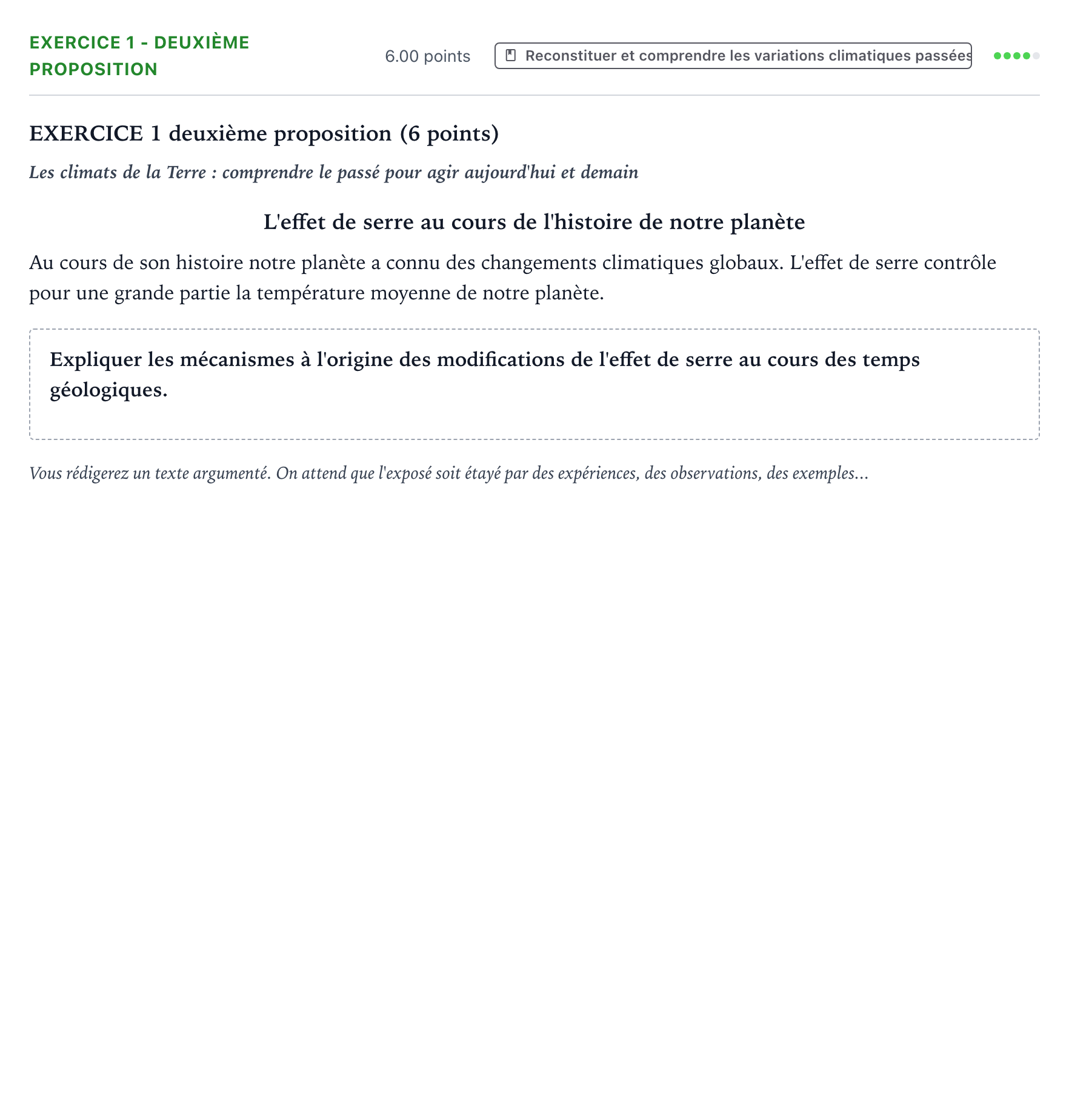 Énoncé: Exercice 1 - Deuxième proposition · Bac Sciences de la Vie et de la Terre Amérique du Nord 2022 (jour 1)