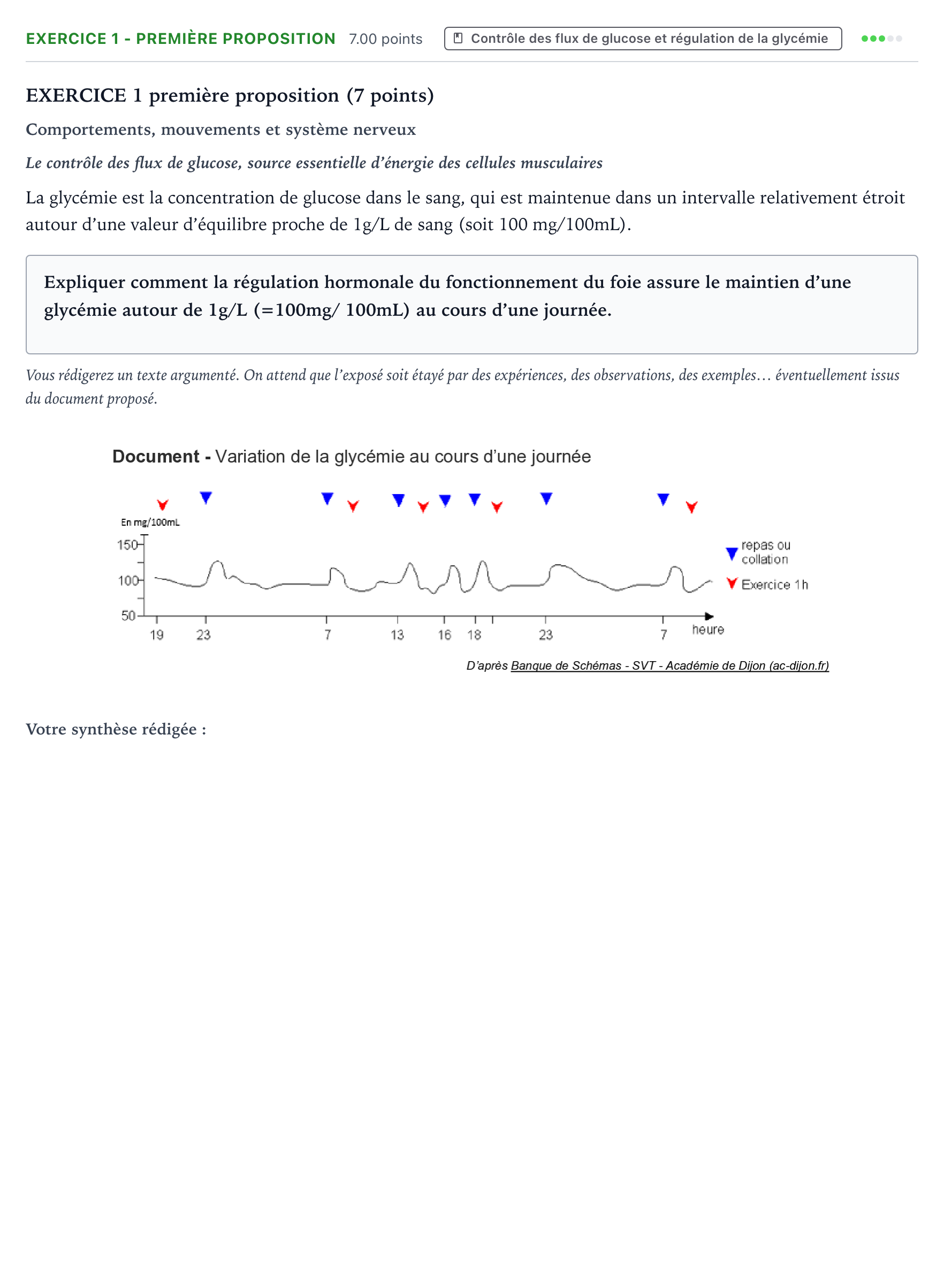 Énoncé: Exercice 1 - Première proposition · Bac Sciences de la Vie et de la Terre Amérique du Nord 2022 (jour 2)